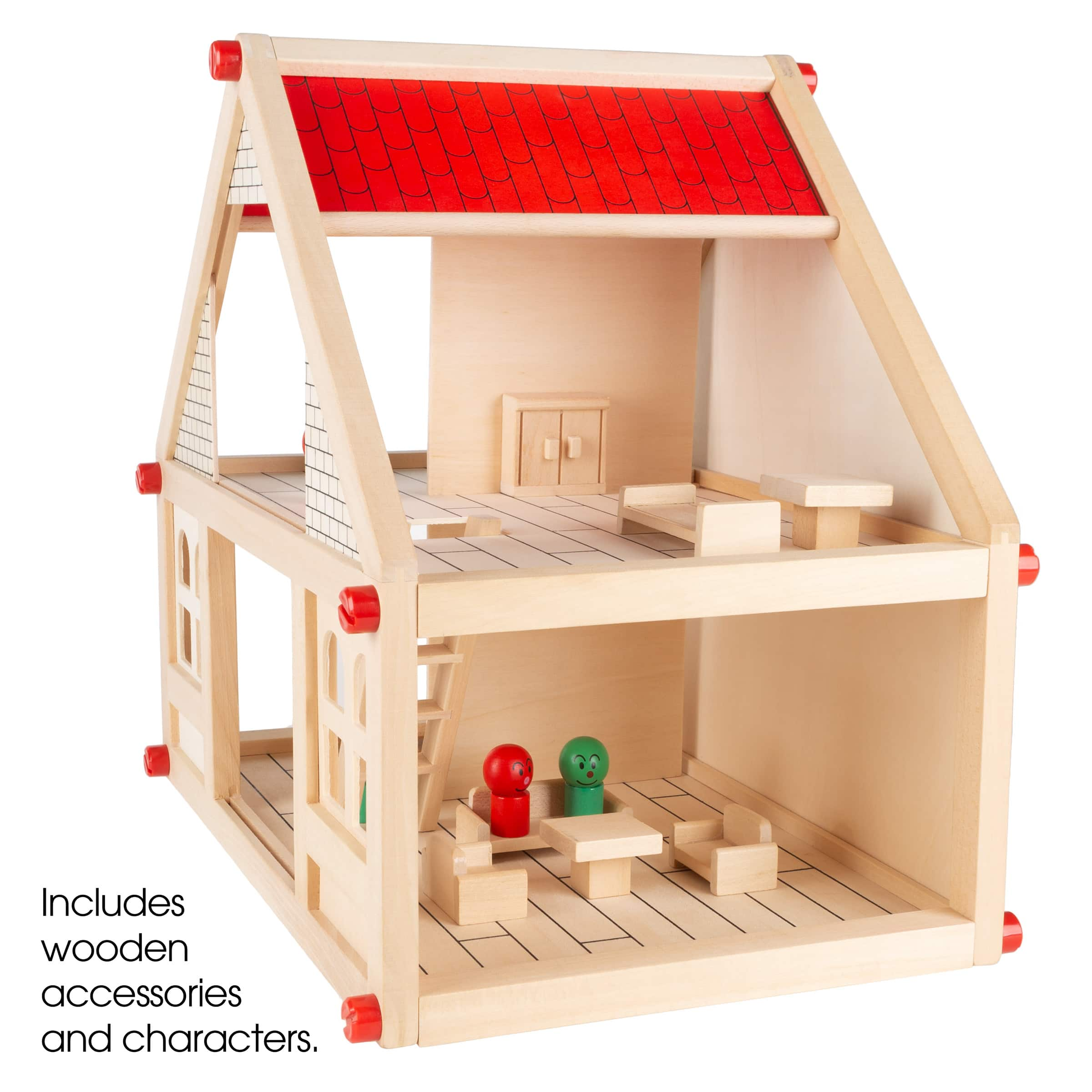 2 Story Wood Dollhouse Playset