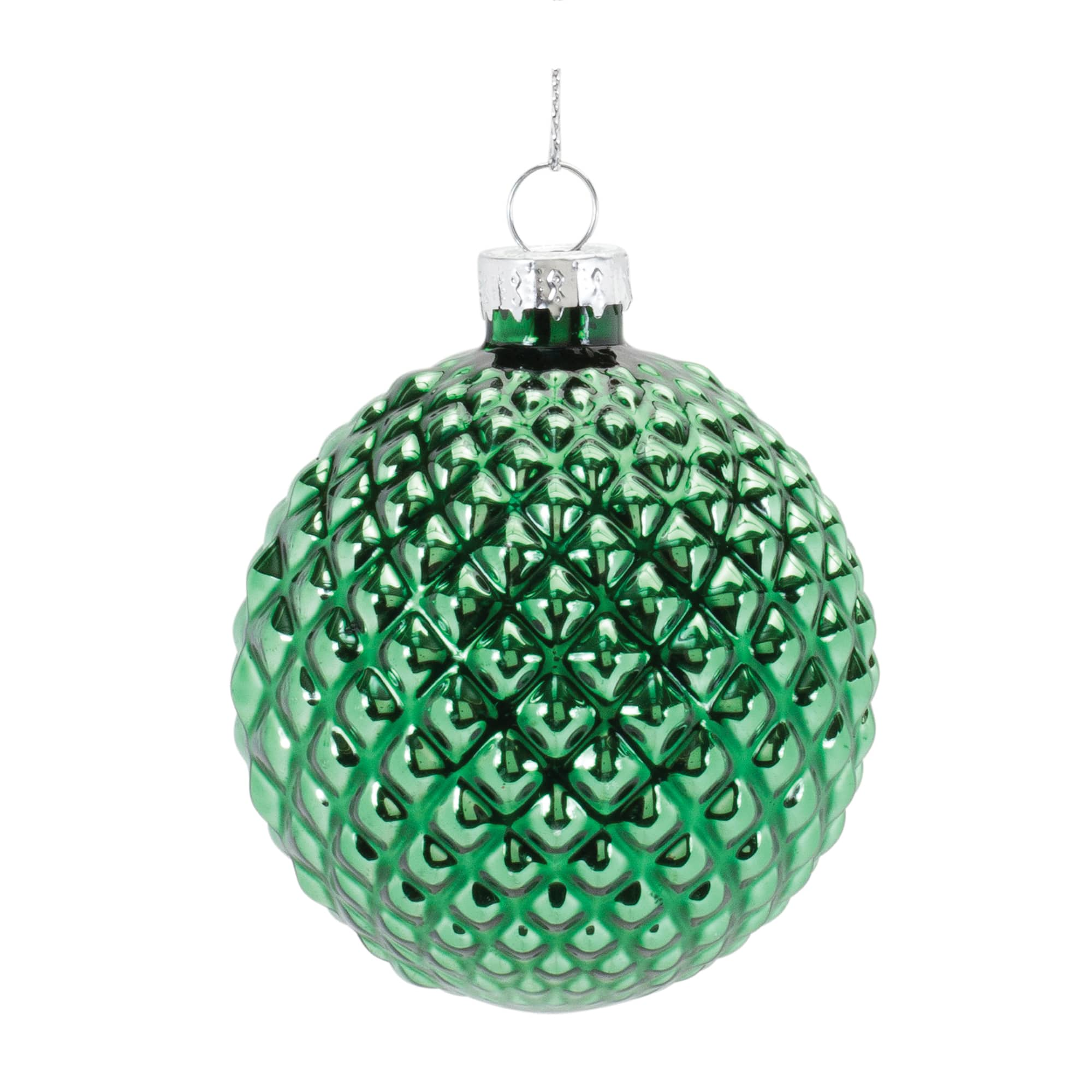 12ct. Green Textured Glass Ball Ornaments