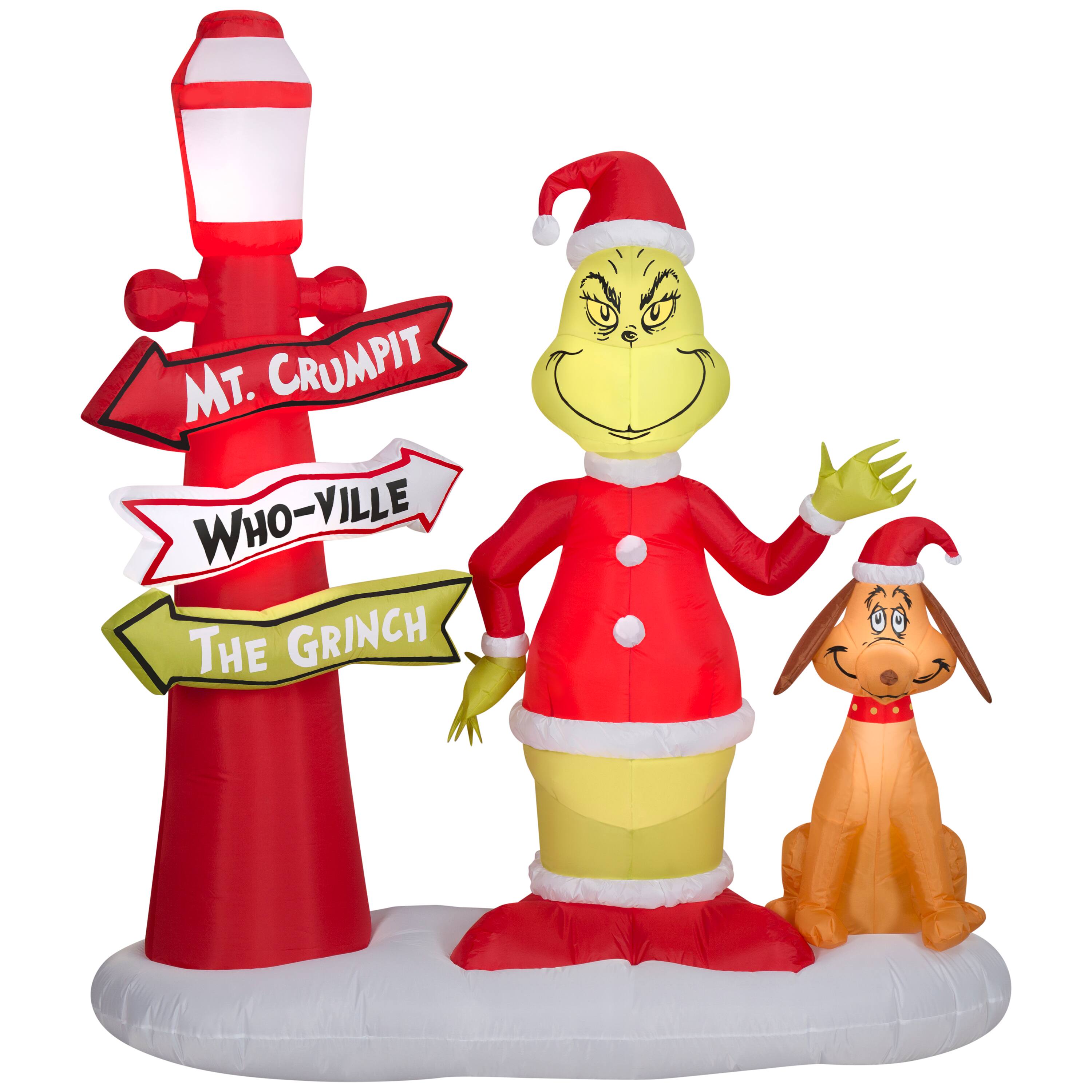 6ft. Airblown&#xAE; Inflatable Christmas Grinch &#x26; Max with Lamp Post