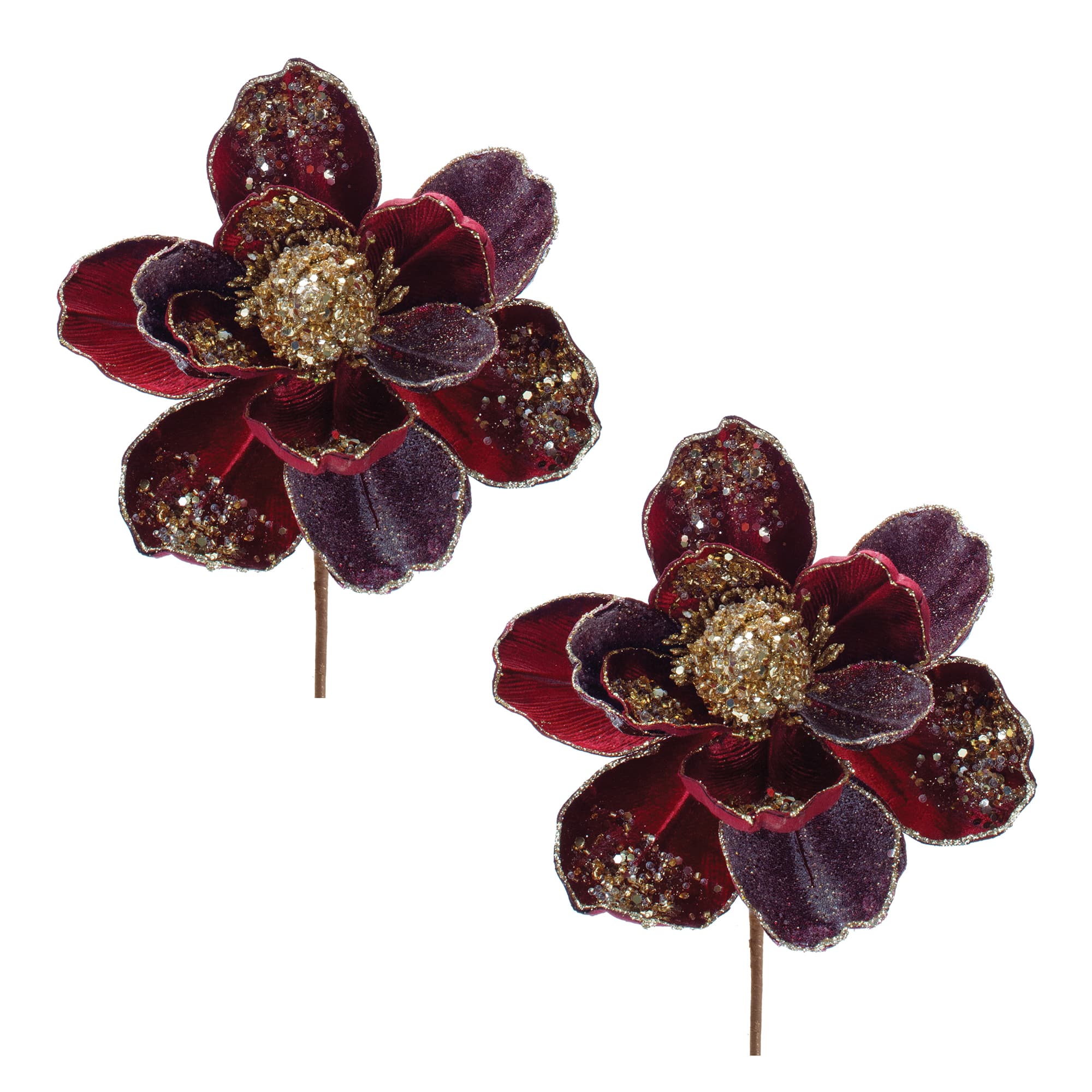 28&#x22; Beaded Velvet Magnolia Flower Stems, 2ct.