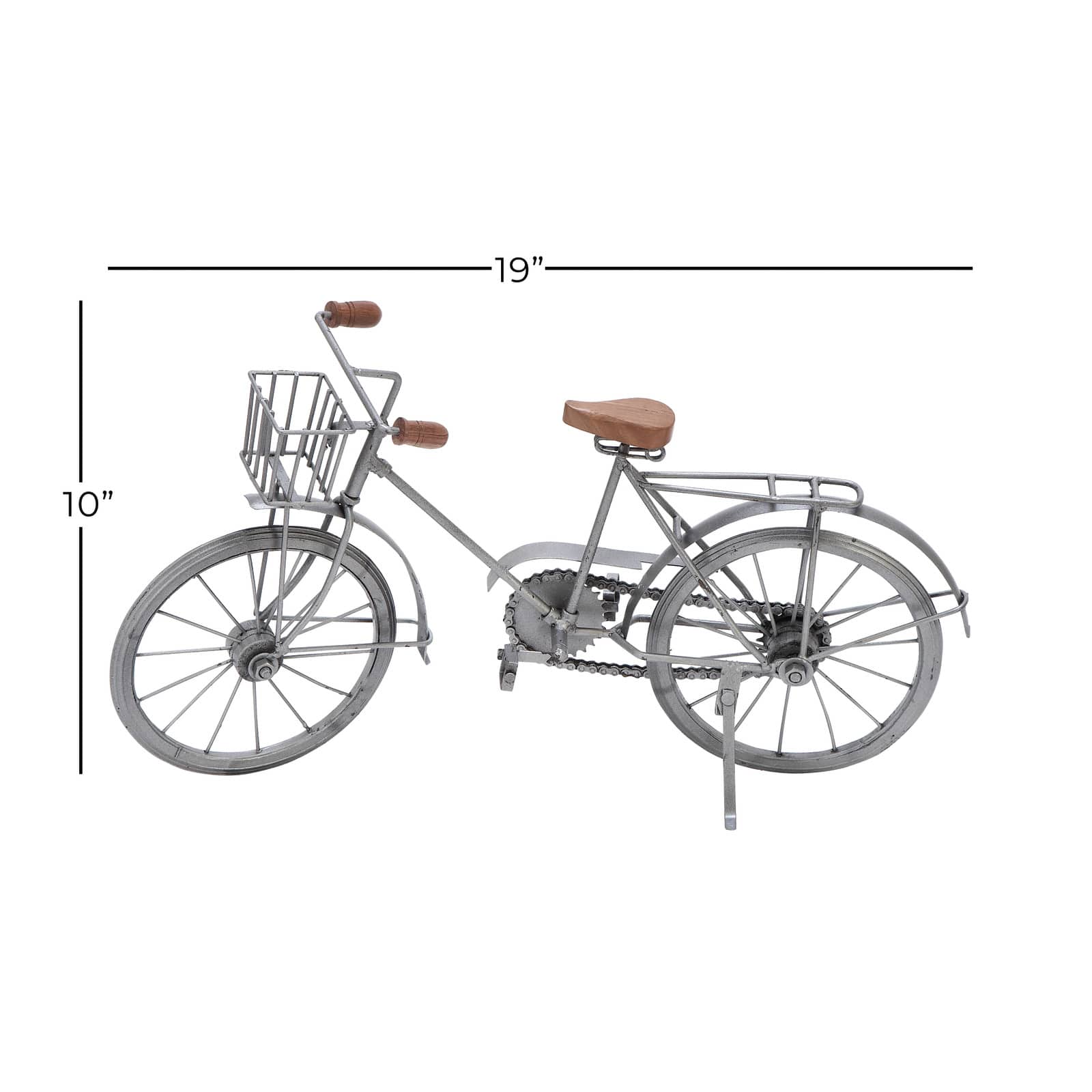 19&#x22; Silver Metal Vintage Bicycle Sculpture
