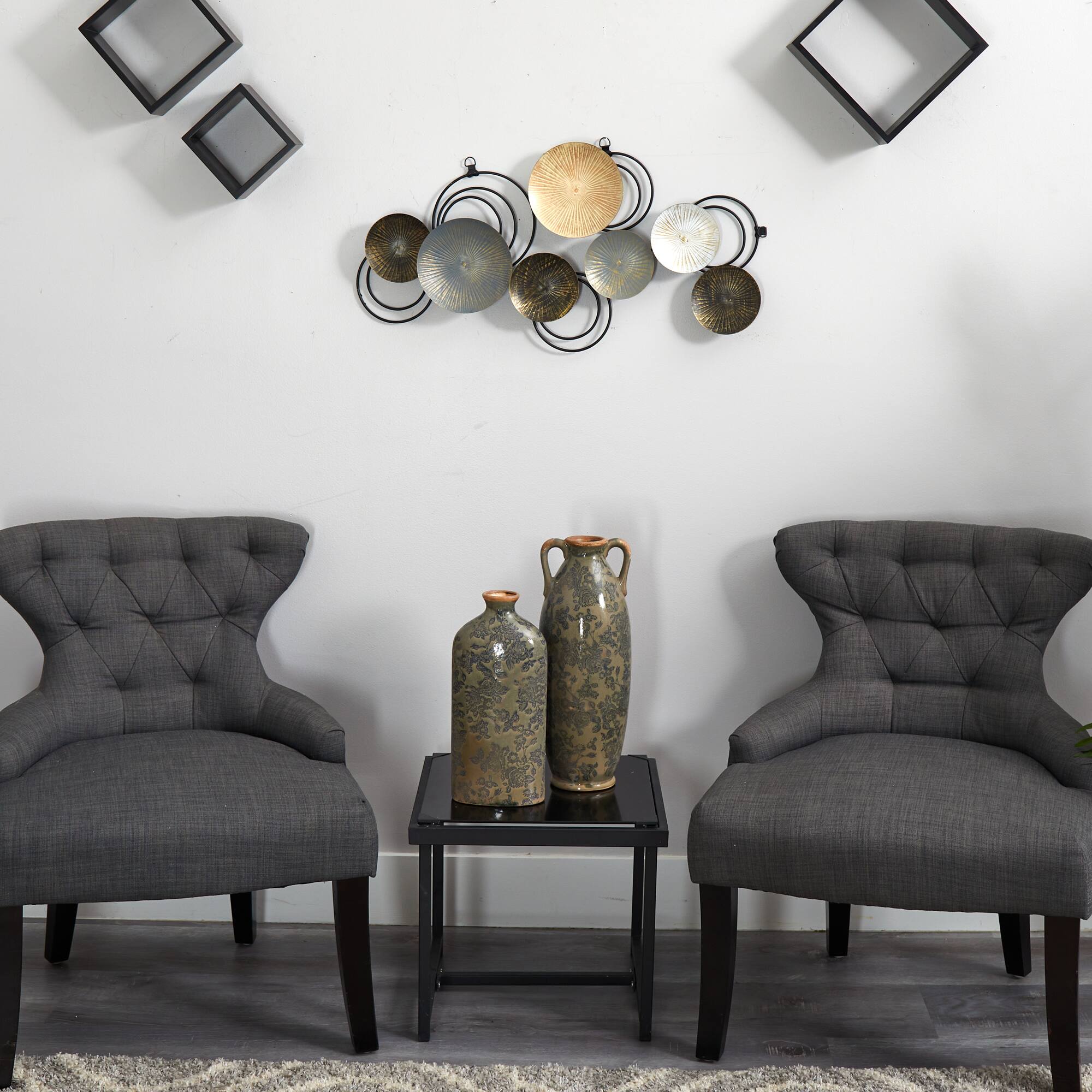 30" x 14" Rays Metal Plates Wall Art Decor