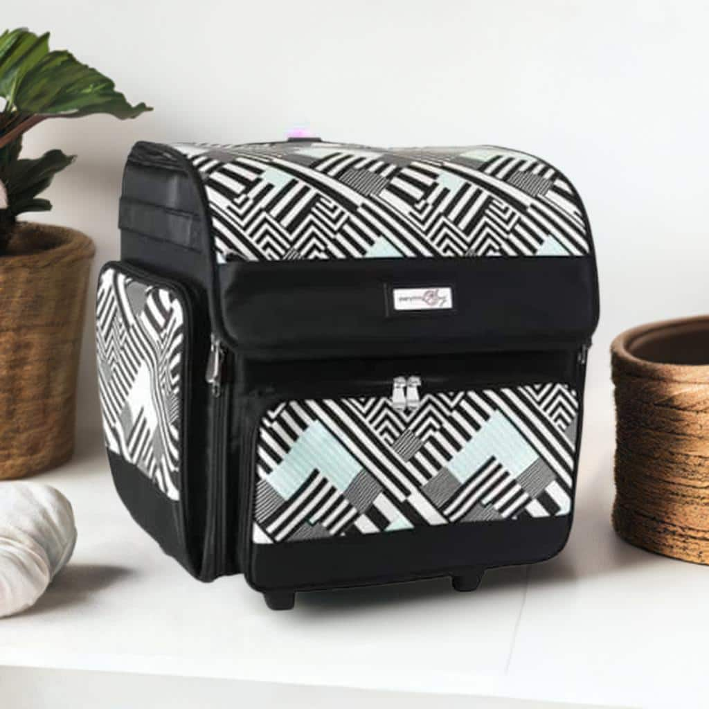 Everything Mary Teal Geometric Deluxe Rolling Craft Case