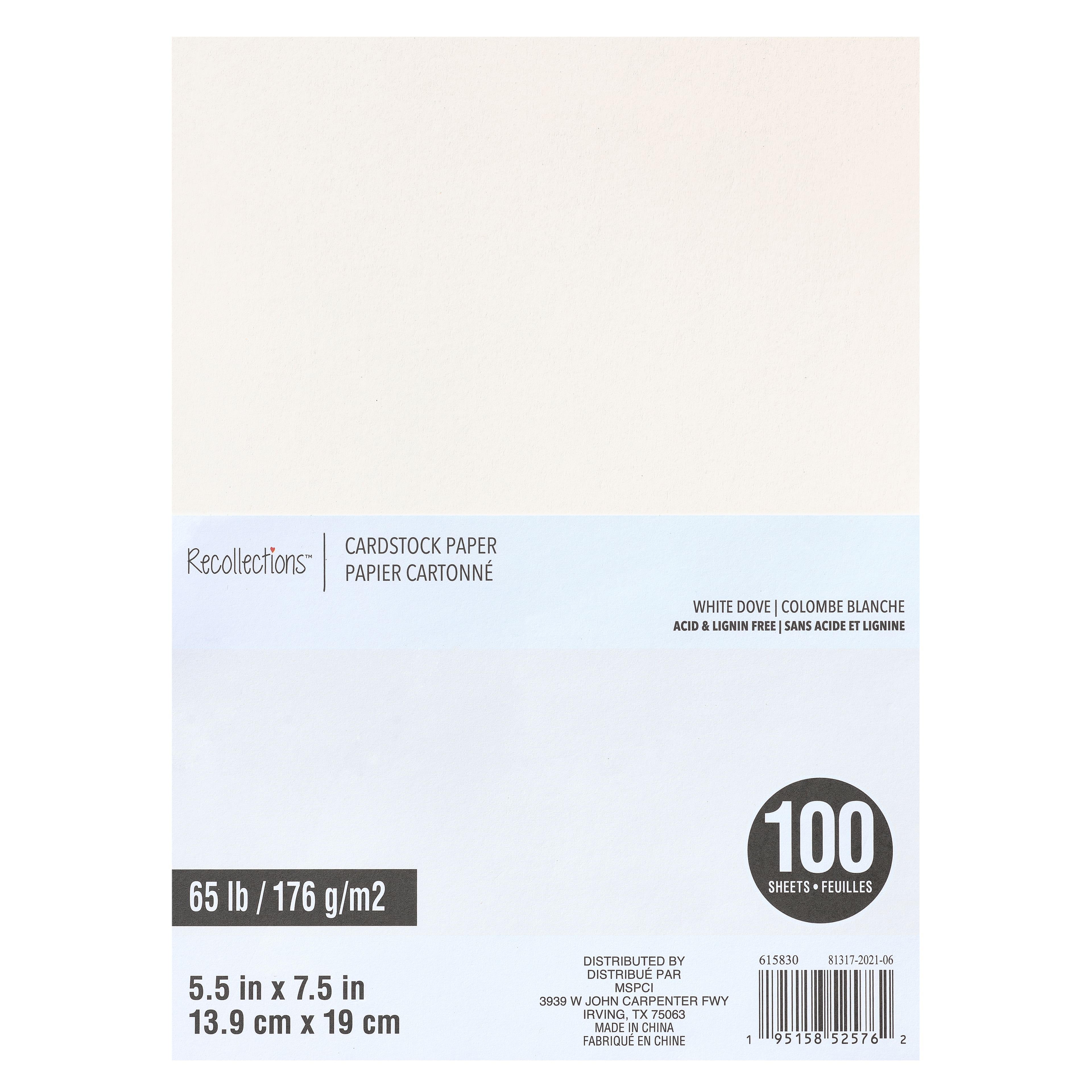 12 Packs: 100 ct. (1,200 total) White Dove 5.5" x 7.5" Cardstock Paper by Recollections™