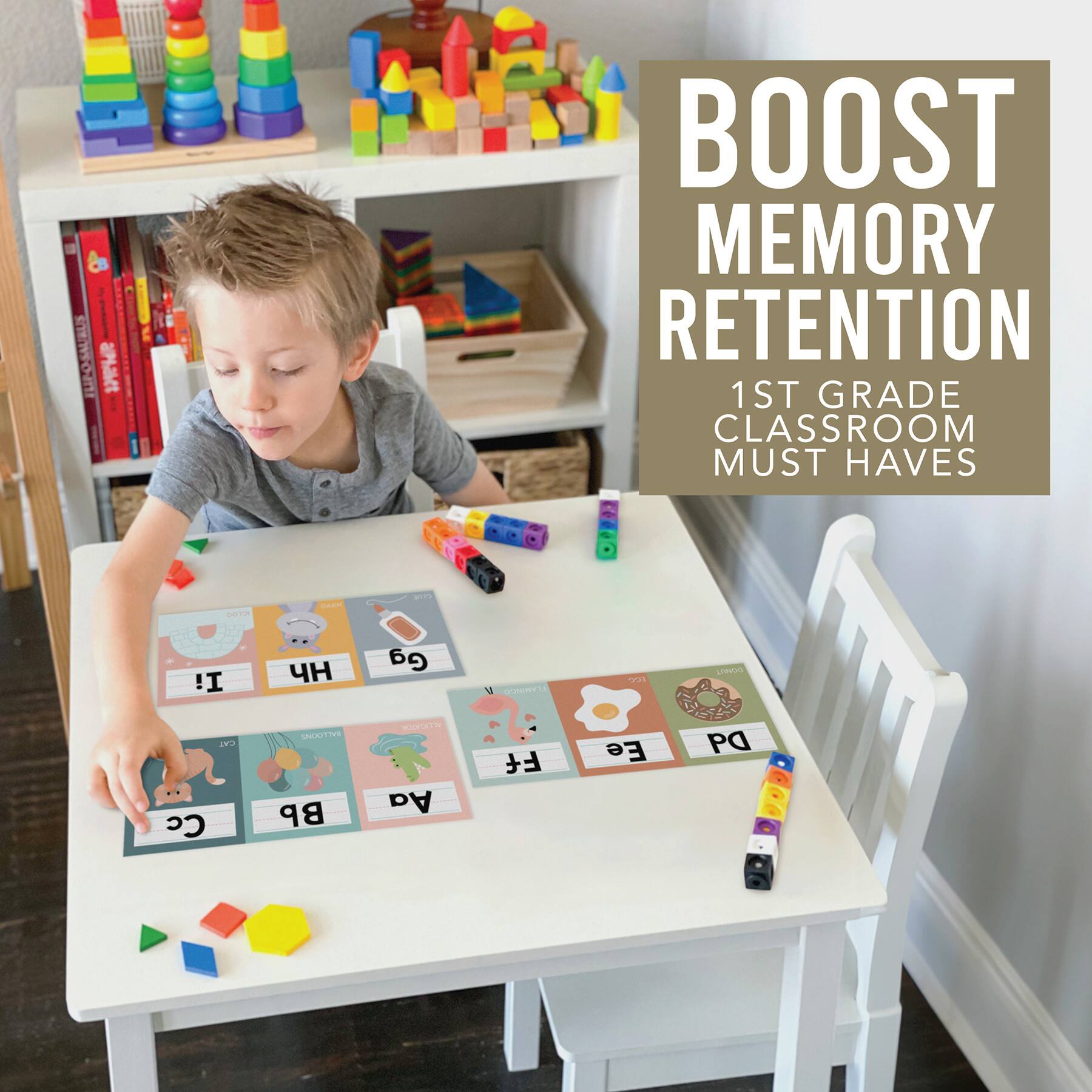 Hadley Designs 6" x 14" Boho Muted Number Line & Alphabet Letters for Classroom Wall Set