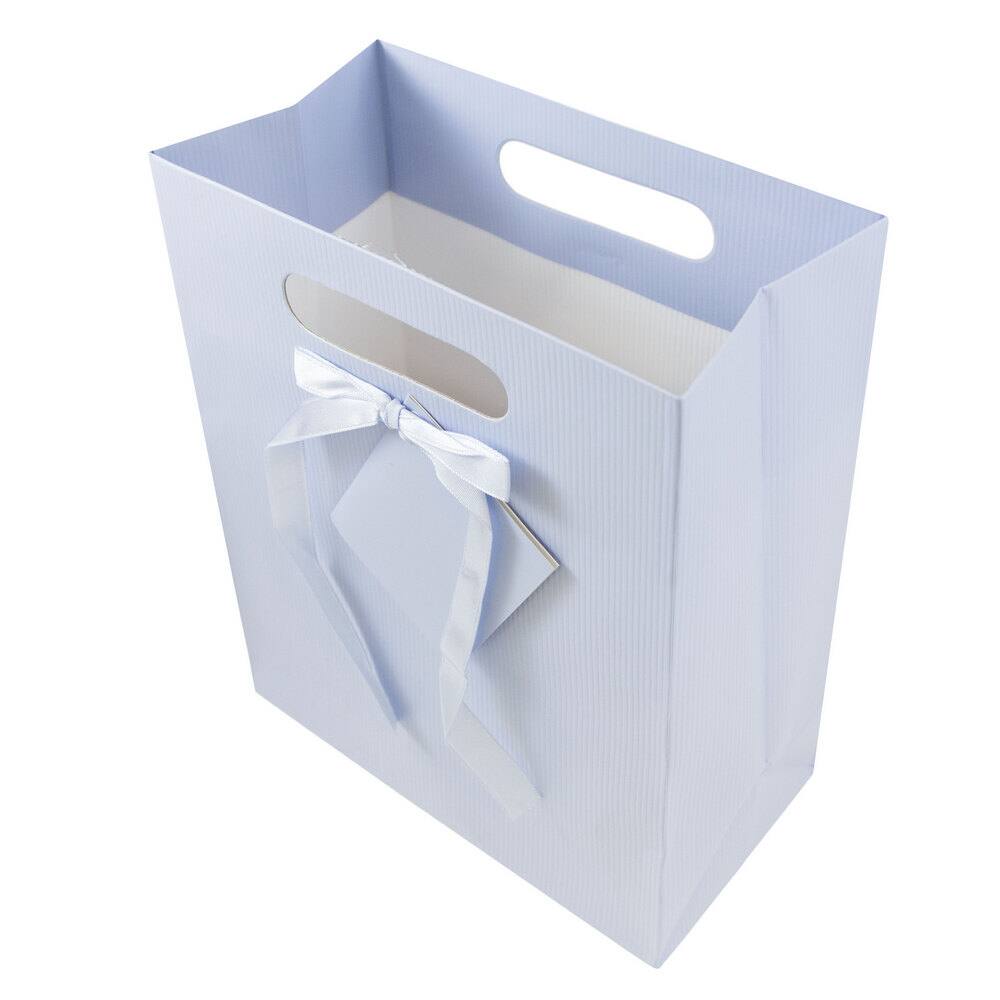 JAM Paper Large Light Blue Pinstripe Gift Bags, 3ct.