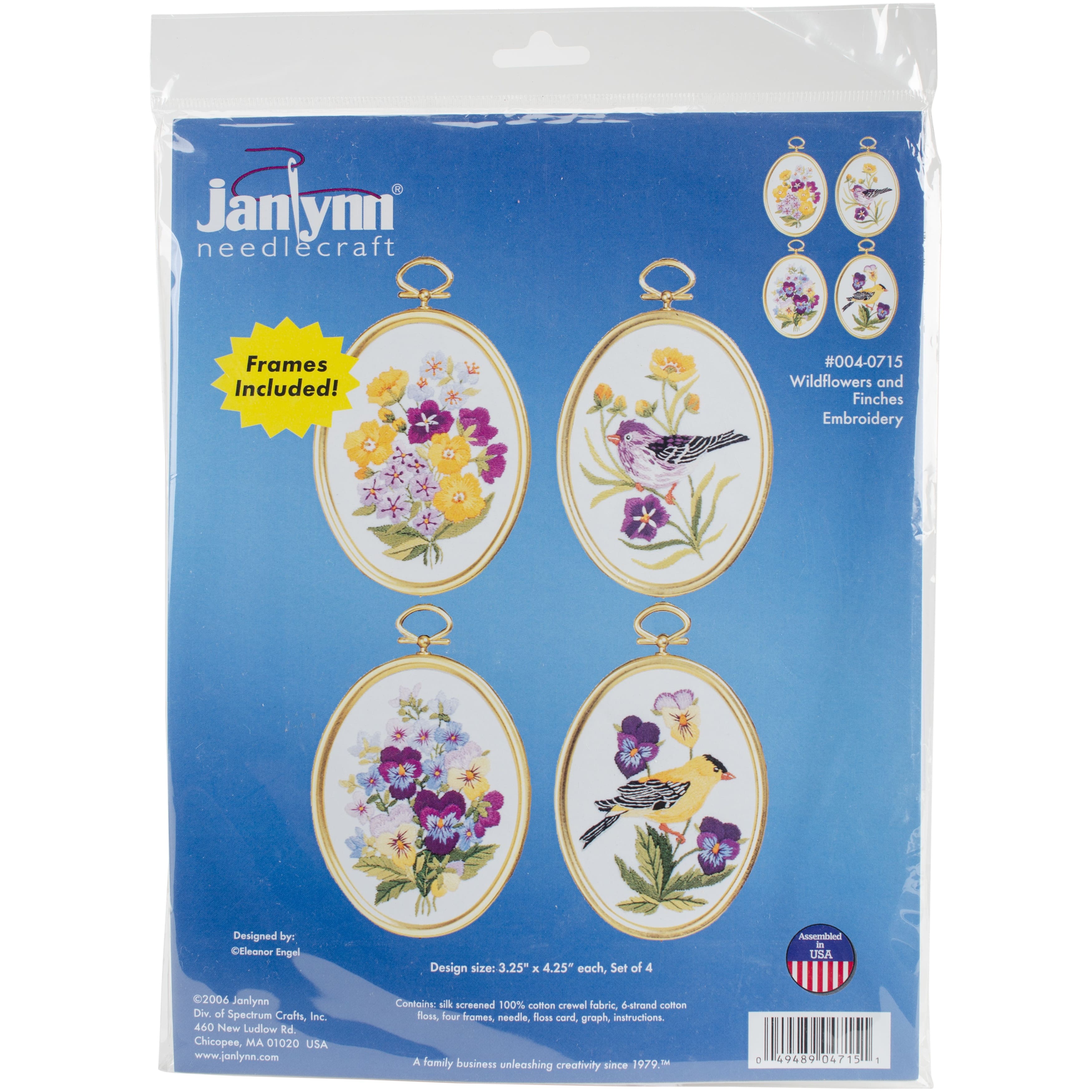 Janlynn® 4 Pack Cross Stitch Kit, Wildflowers & Finches