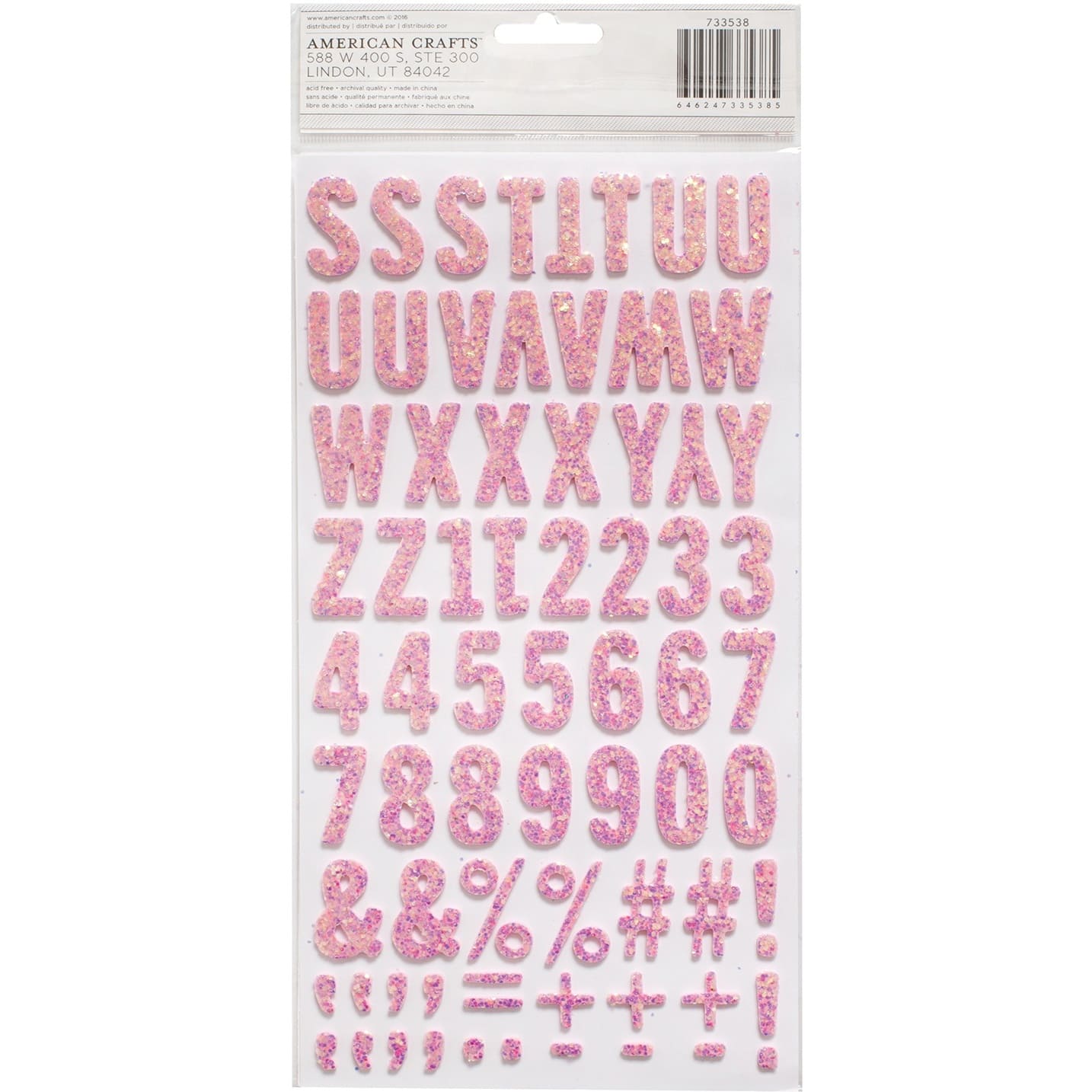 Thickers&#x2122; Pink Glitter Foam Alphabet Stickers