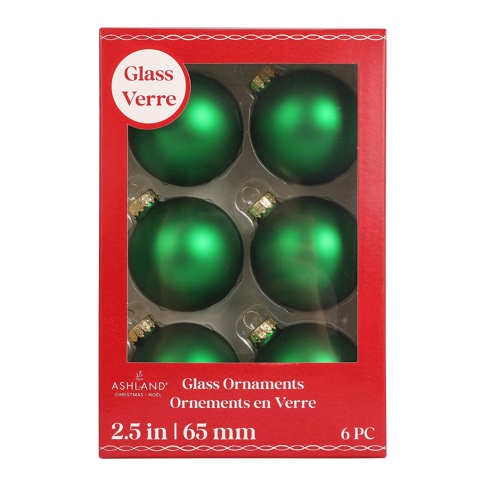 6 Pack 2.5&#x22; Green Matte Glass Ball Ornaments by Ashland&#xAE;