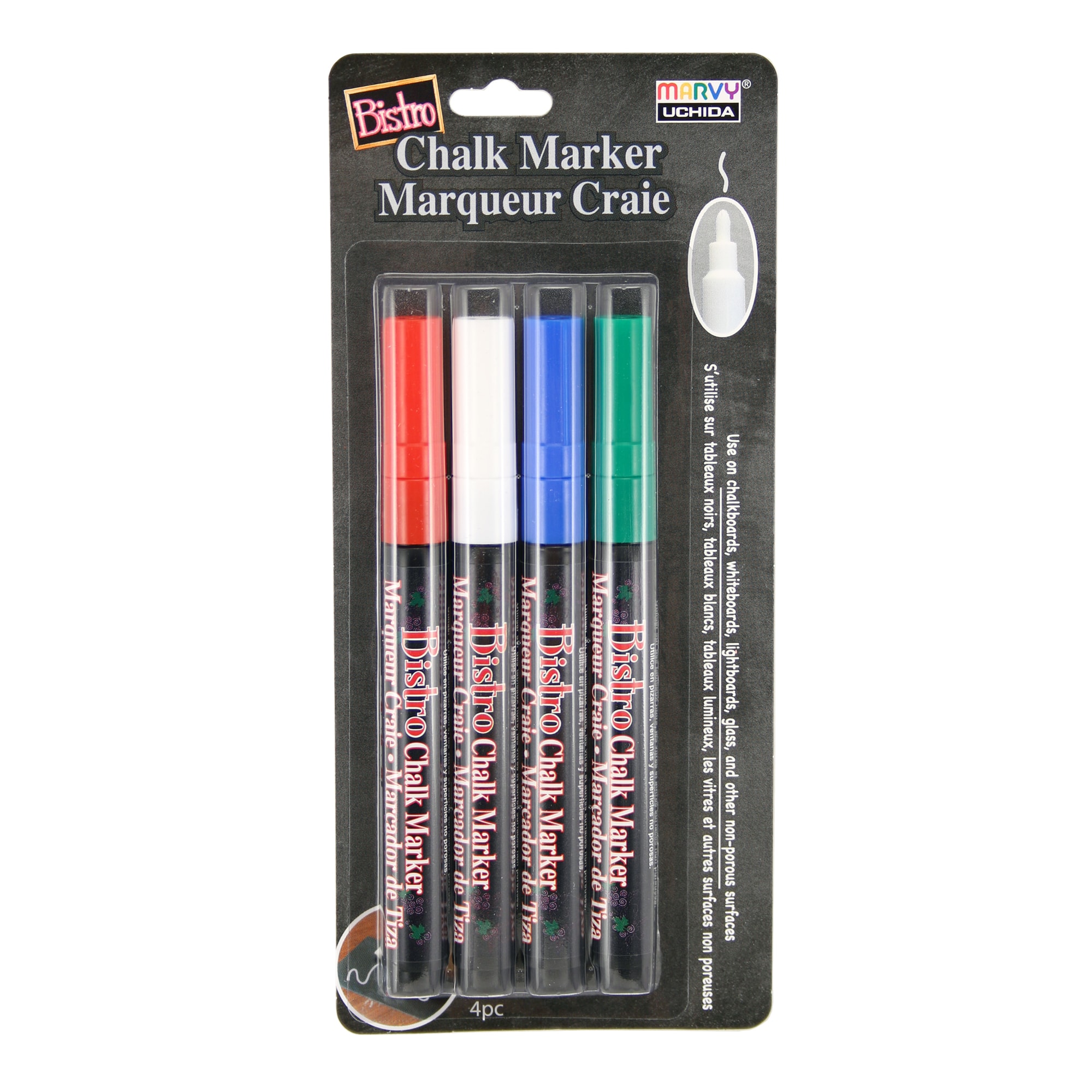 6 Packs: 4 ct. (24 total) Marvy® Uchida Bistro Fine Point Primary Chalk Markers
