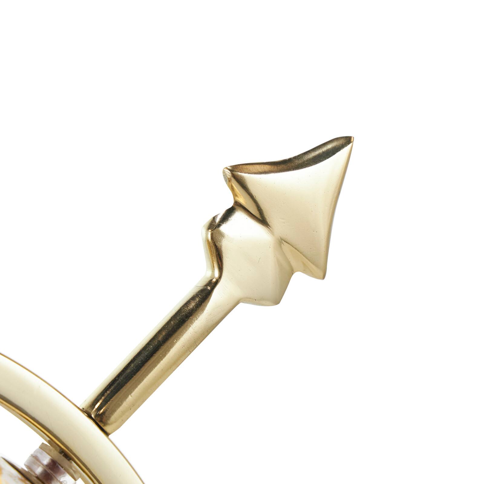 White & Gold Aluminum Tabletop Globe in Arrow Stand