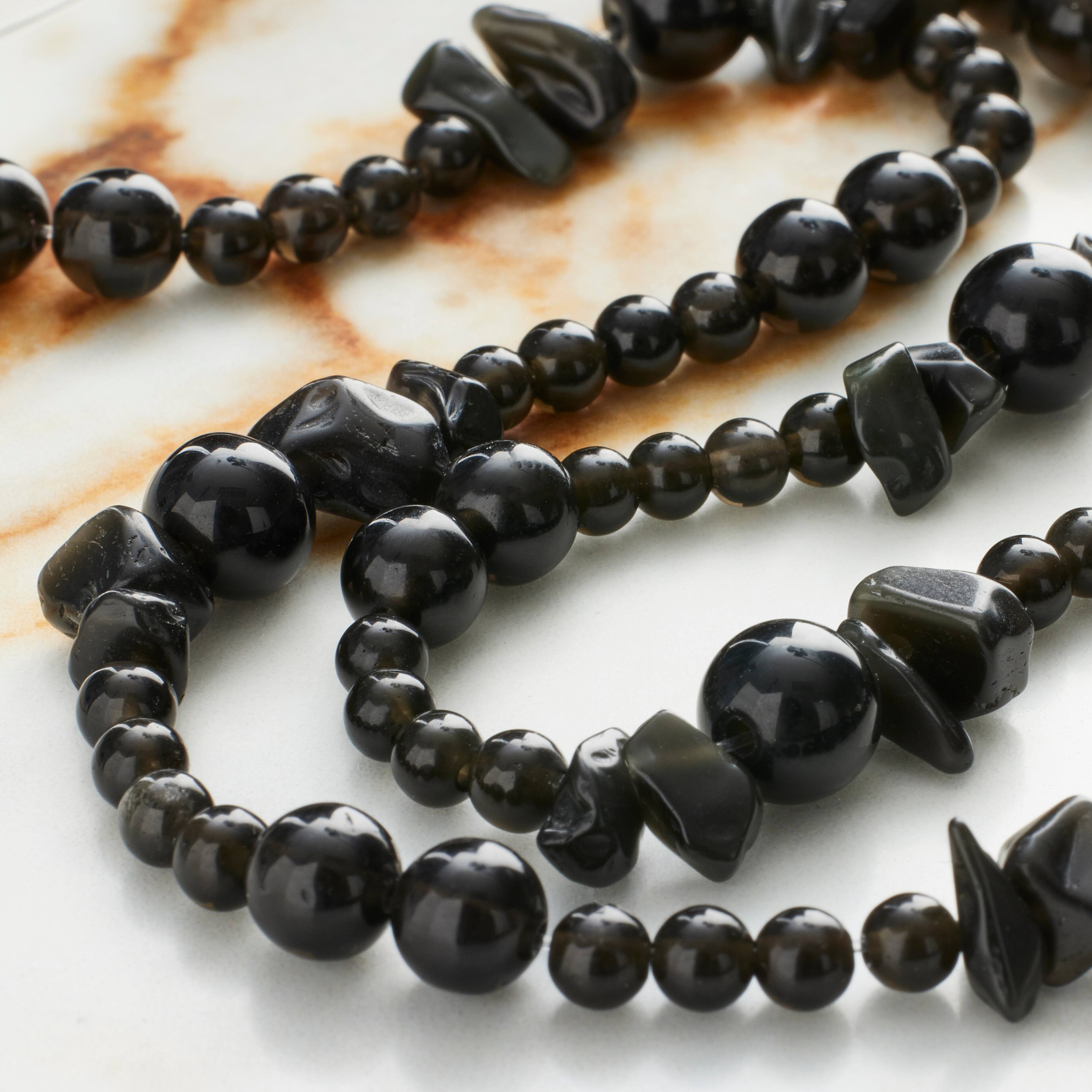6 Pack: Black Obsidian Beads Value Pack by Bead Landing&#x2122;