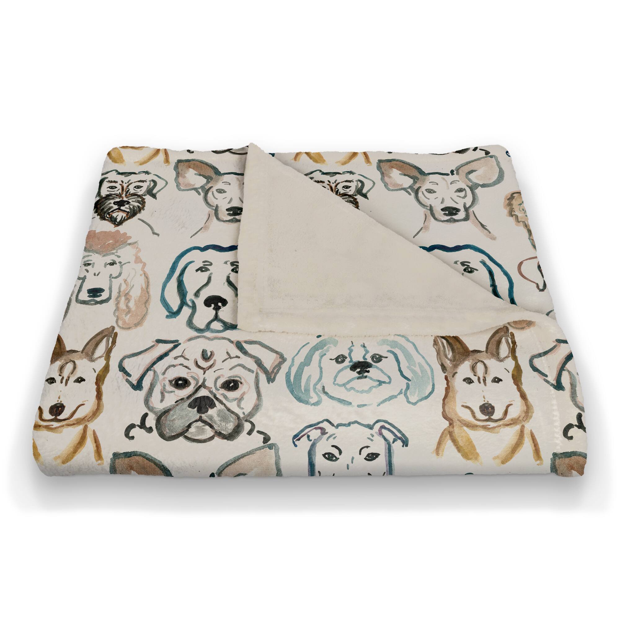 Dog Face Sketch Pattern 2 50" x 60" Coral Fleece Blanket