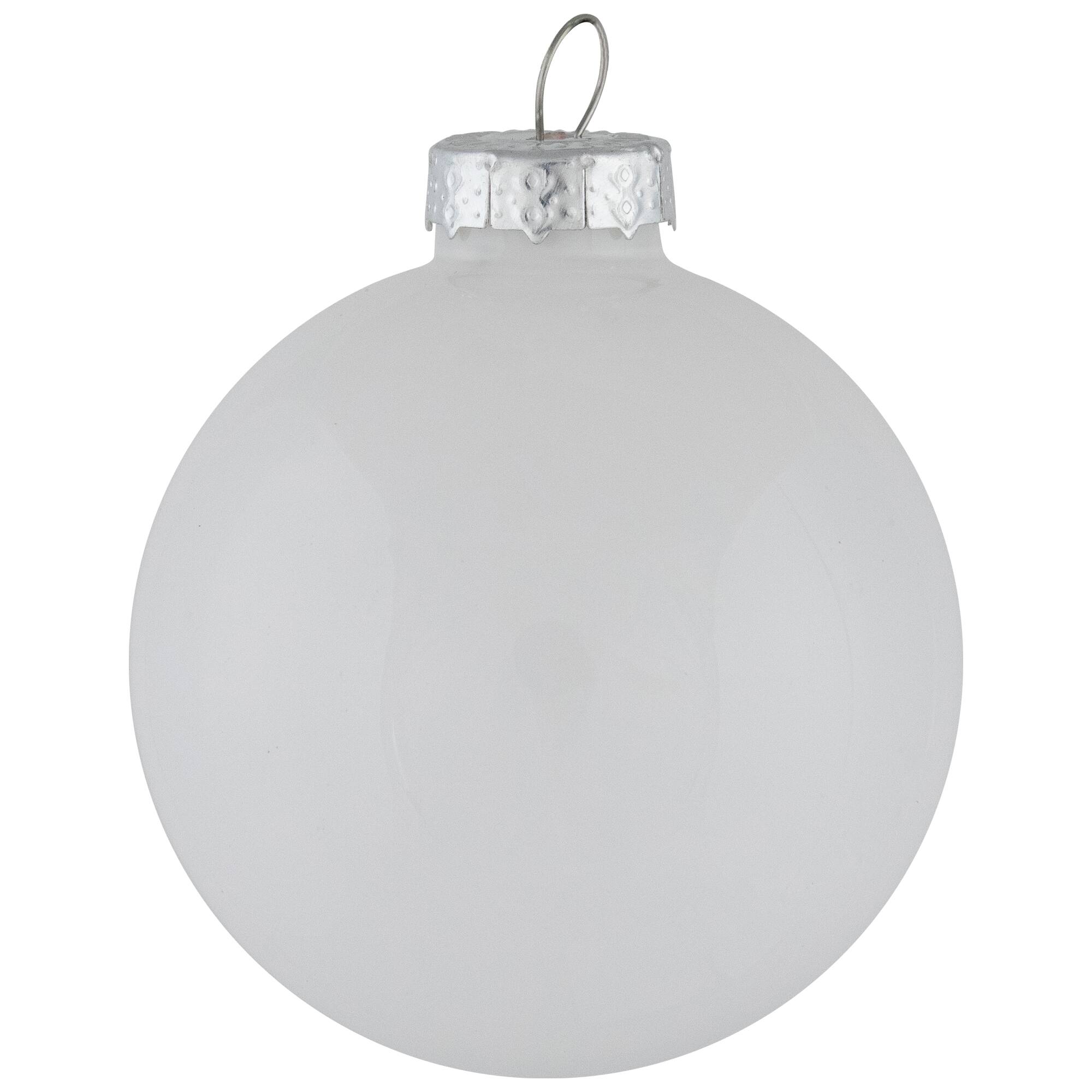 9ct. 2.5" Shiny and Matte White Glass Ball Christmas Ornaments