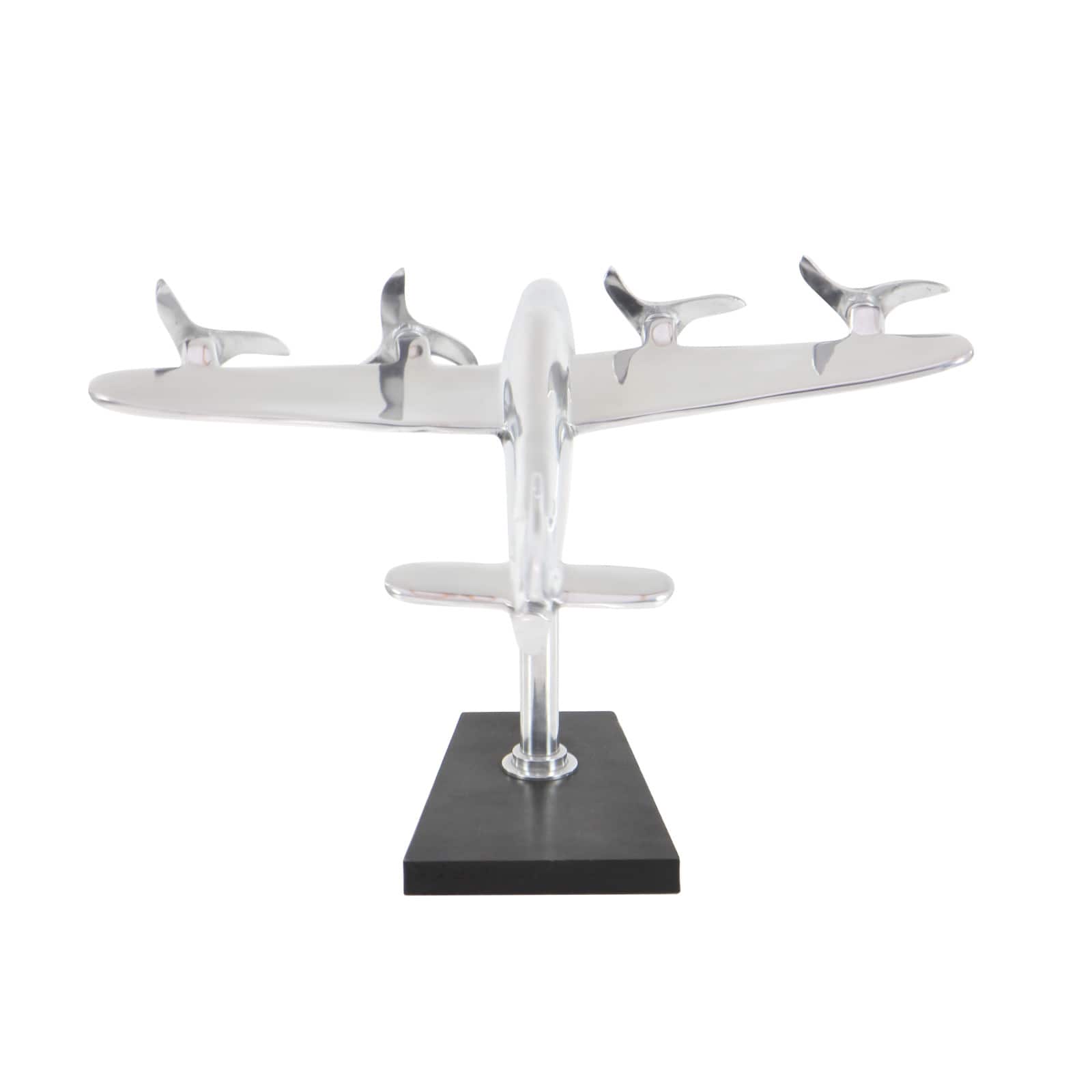 Silver Aluminum Sculpture, Airplane 11" x 12" x 16"