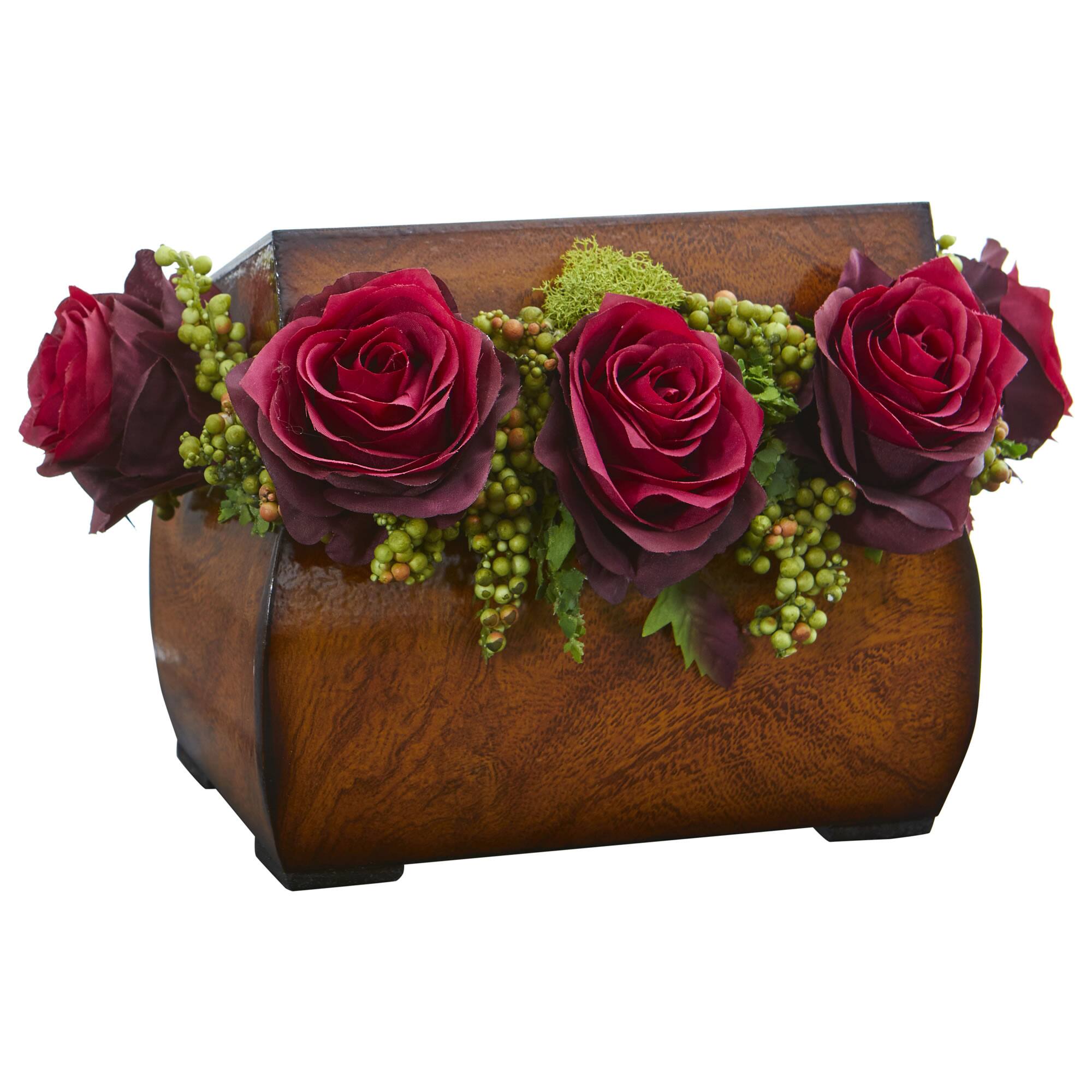 8" Burgundy Roses in Decorative Chest Michaels