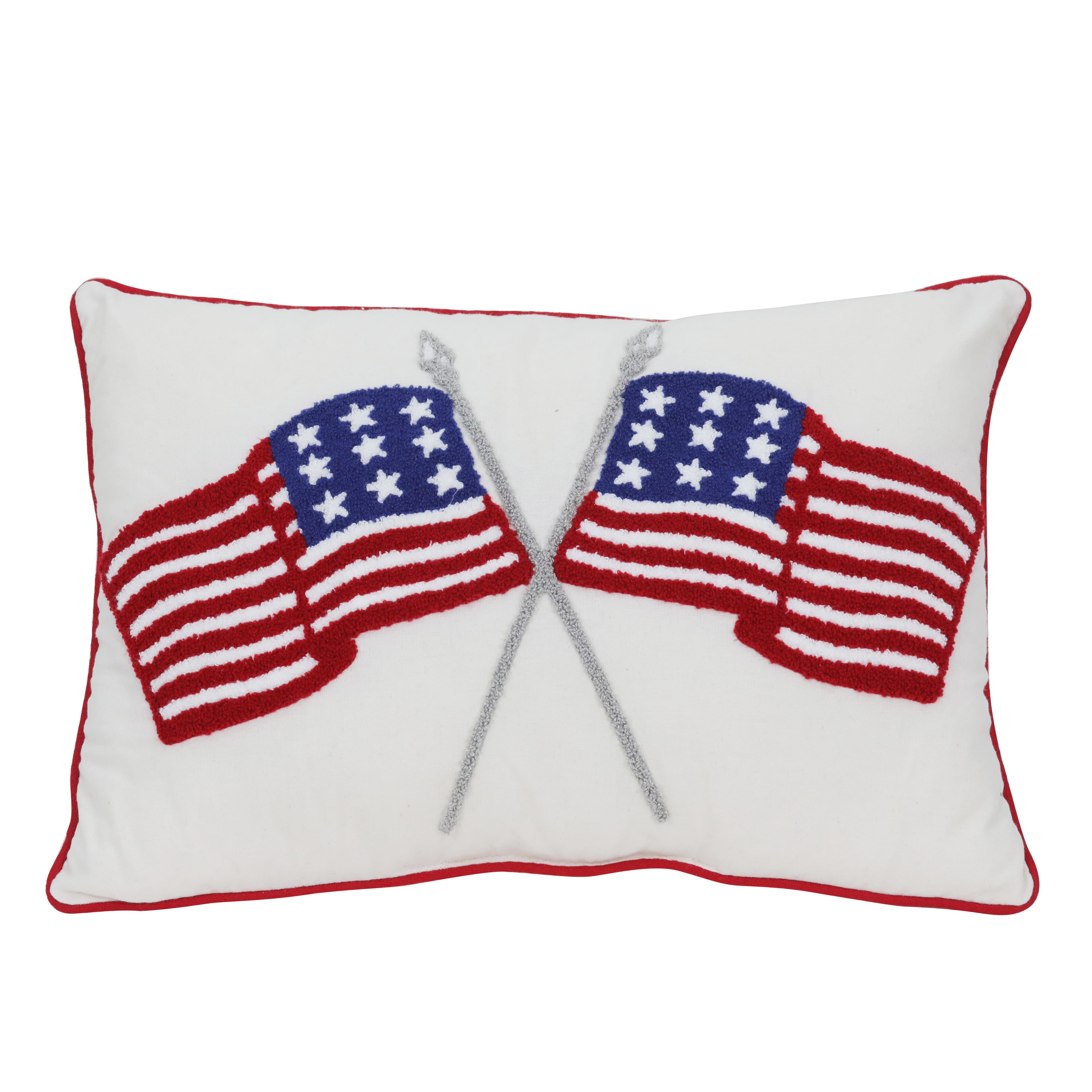 19.5&#x22; x 13.5&#x22; Double Flags Throw Pillow by Celebrate It&#x2122;
