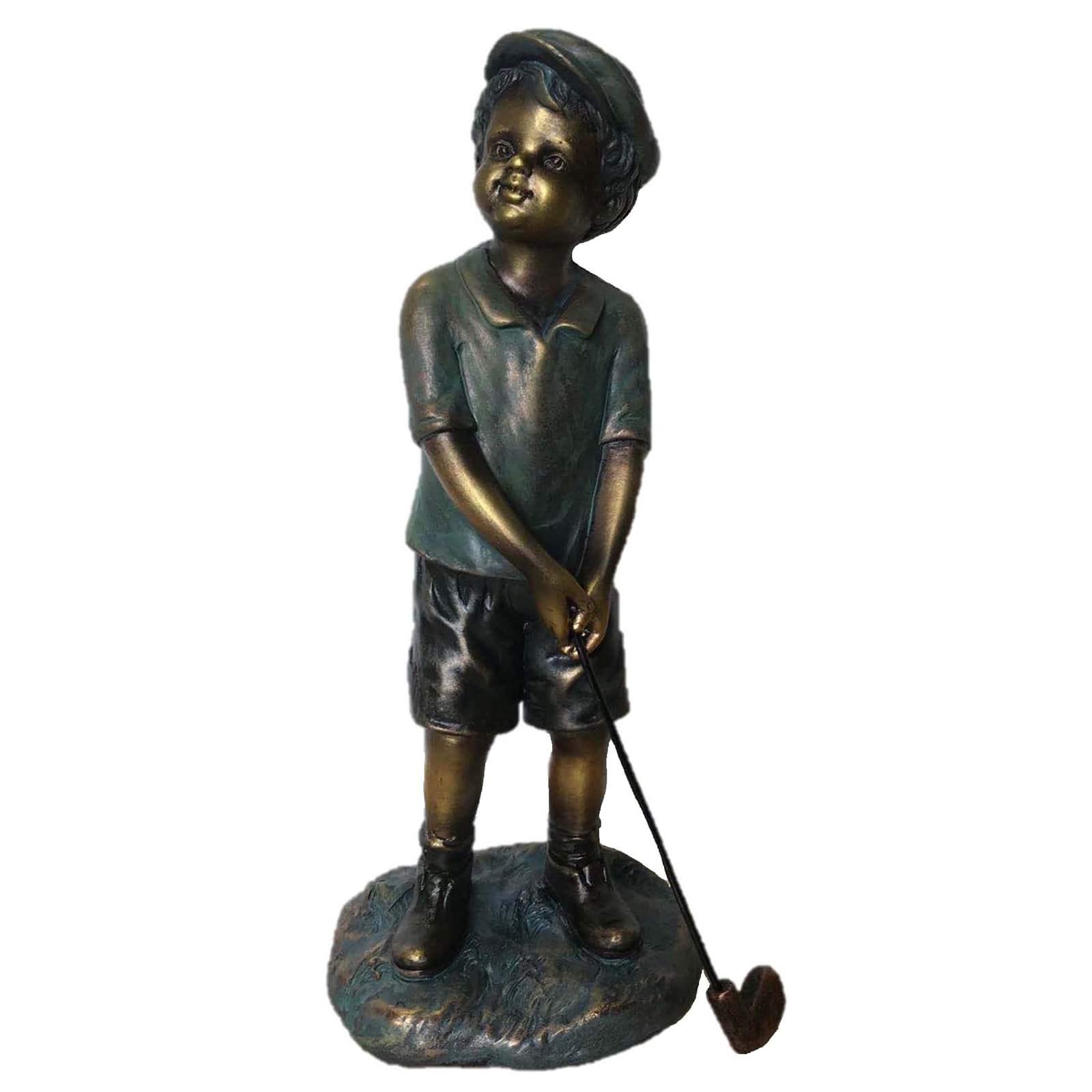 Santa&#x27;s Workshop 13&#x22; Boy Playing Golf Statue