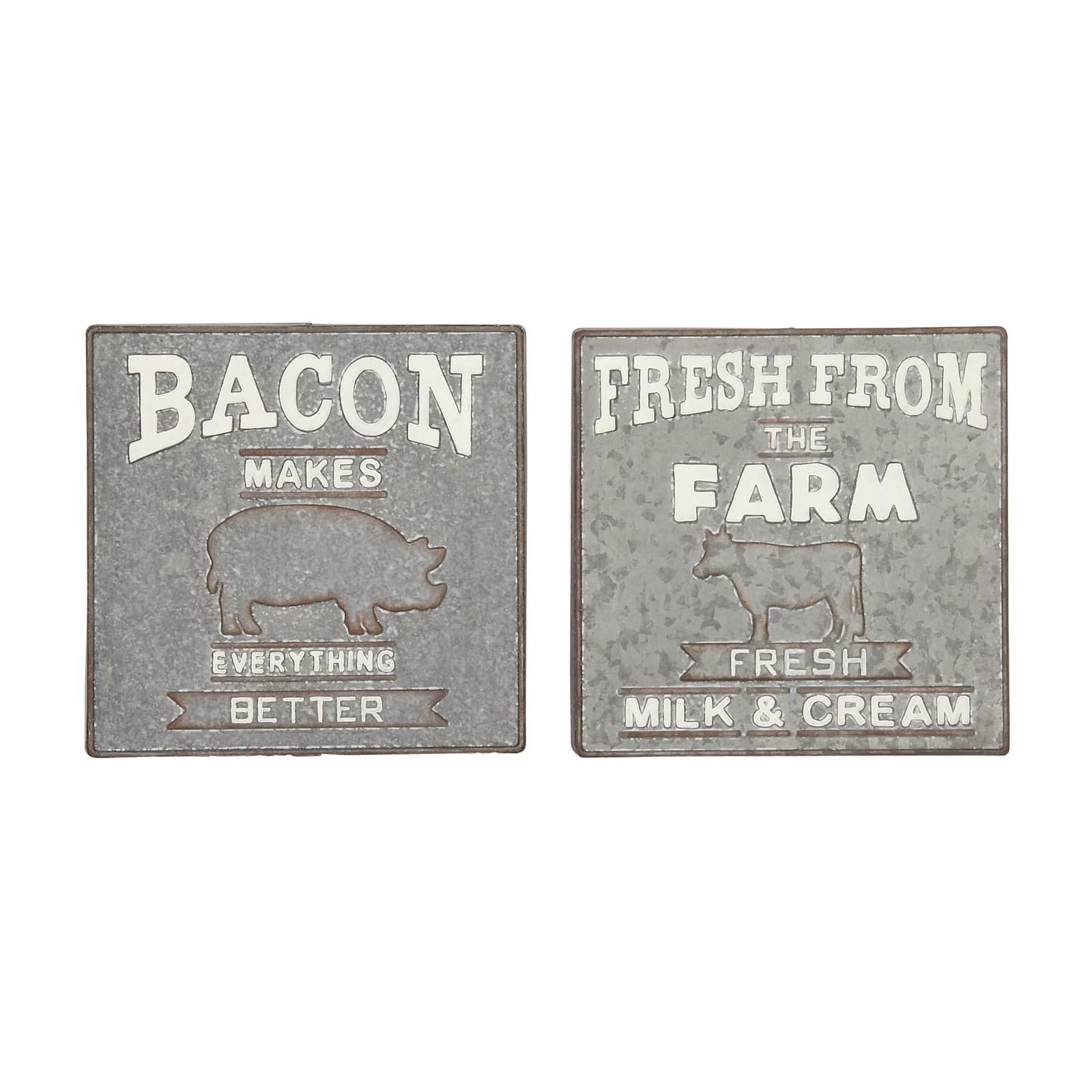 Gray Metal Farmhouse Sign Wall D&#xE9;cor Set