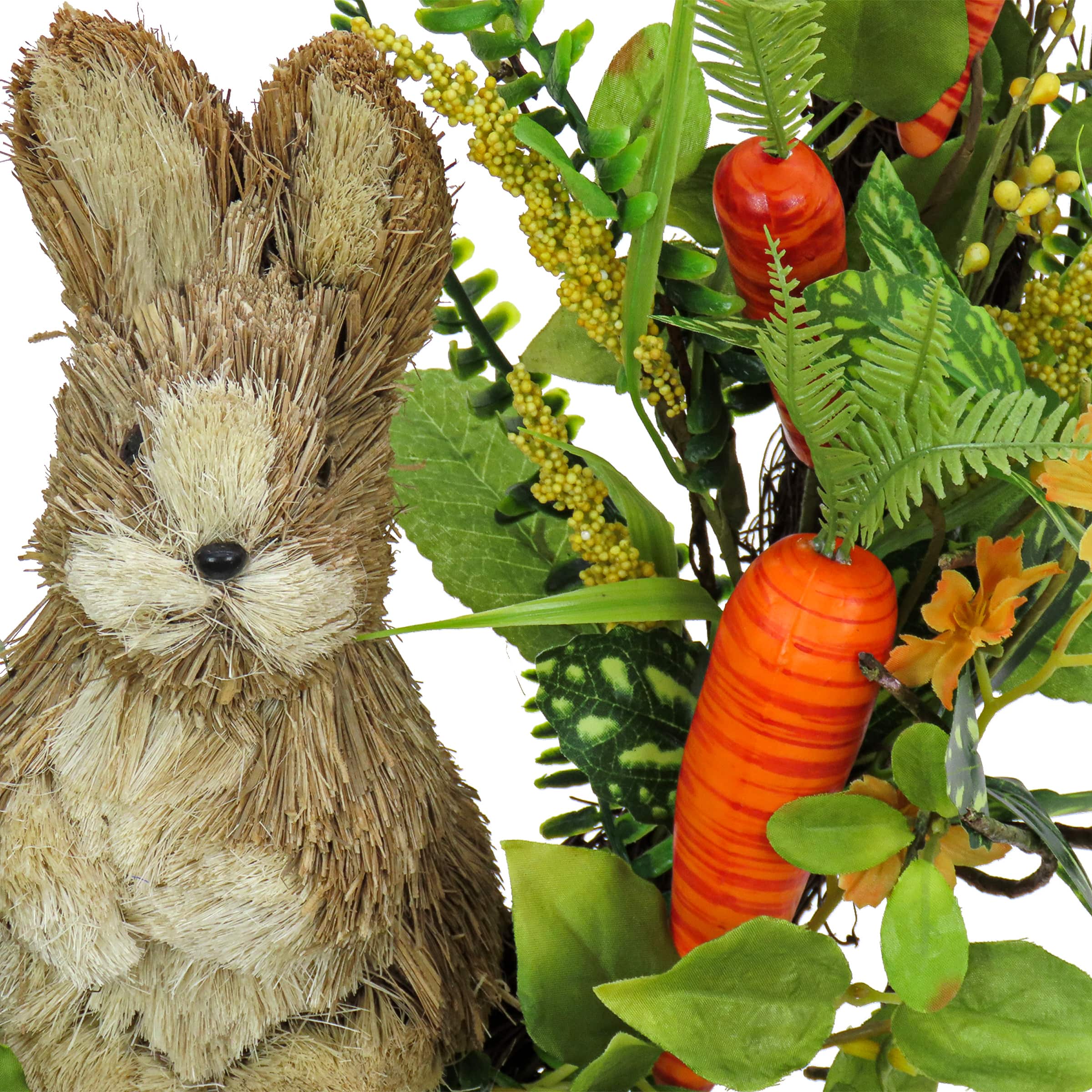 16&#x22; Bunny on Carrot Decorated Easter Wreath