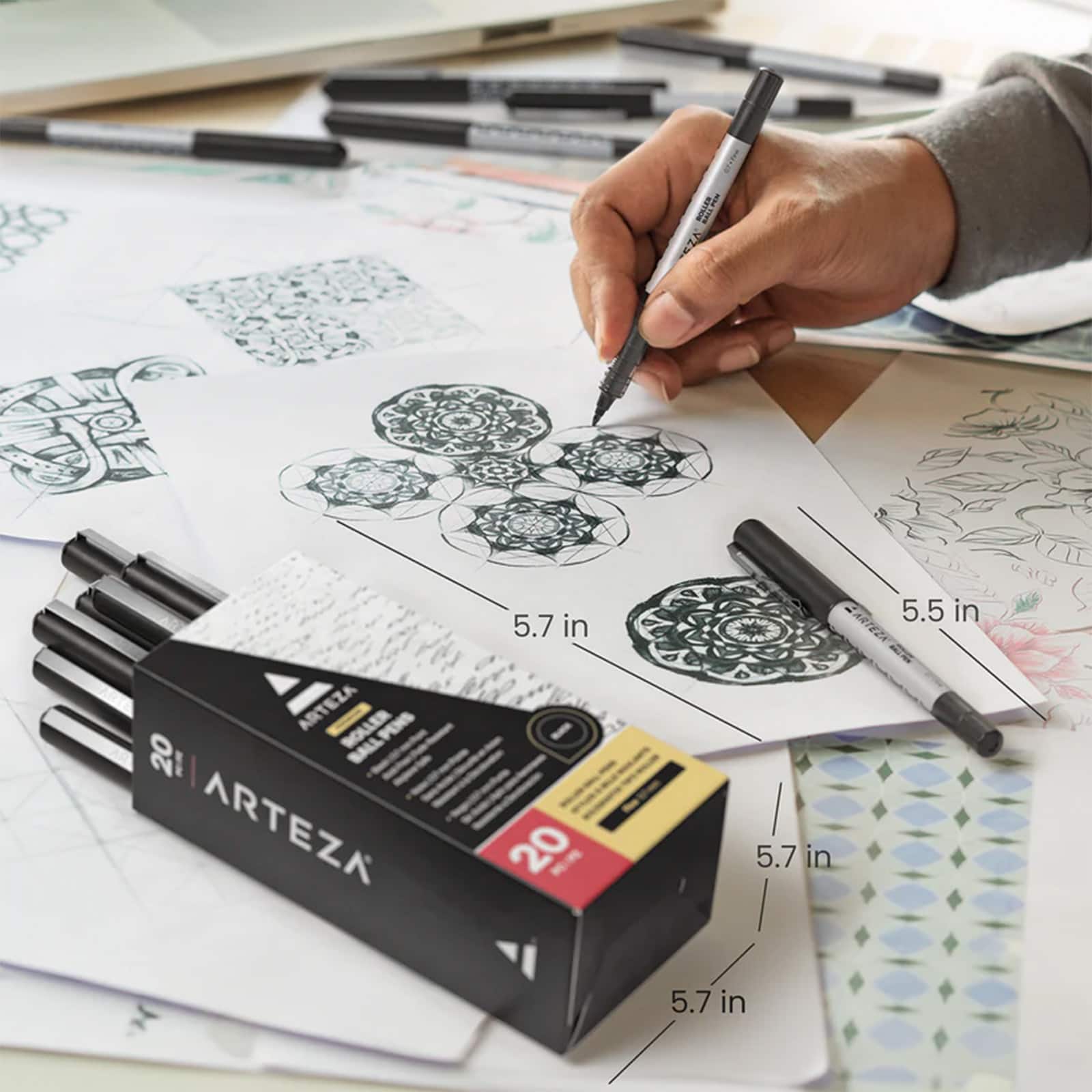 Arteza&#xAE; 0.7mm Fine Tip Black Roller Ball Pens, 20ct.