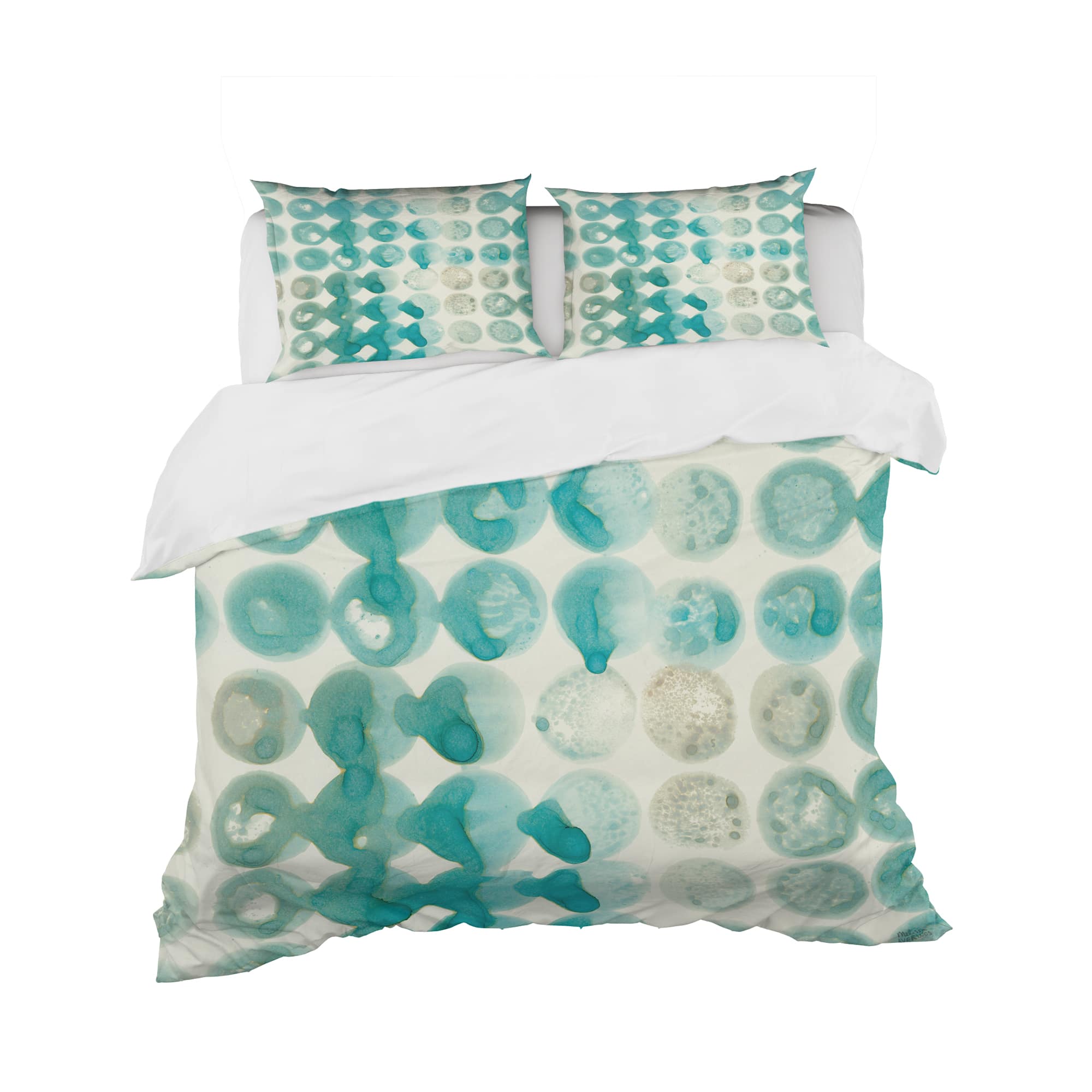 Designart &#x27;Turquoise Watercolor geometrical II&#x27; Geometric Bedding Set - Duvet Cover &#x26; Shams