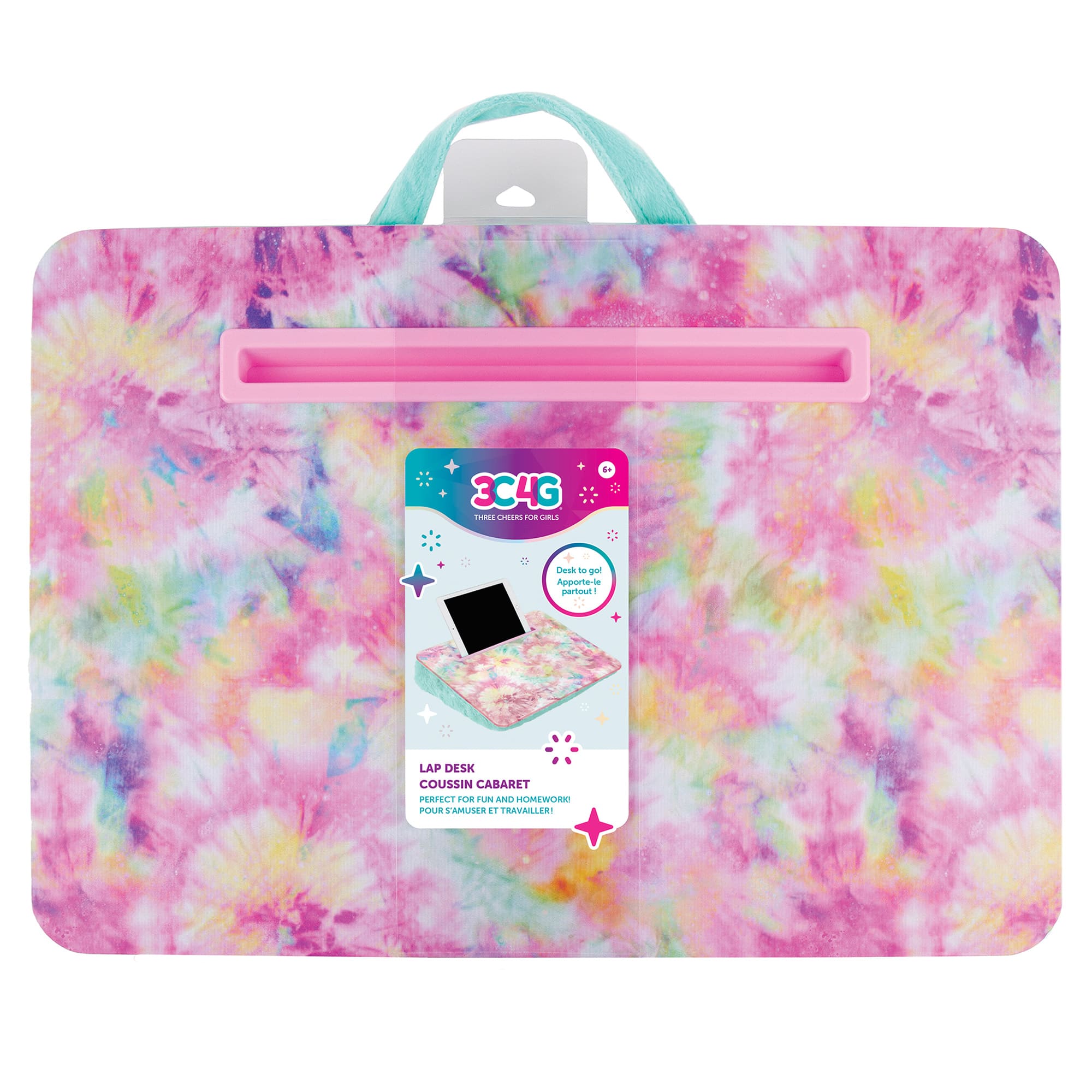 Make It Real&#x2122; 3C4G Teal &#x26; Pastel Tie-Dye Lap Desk