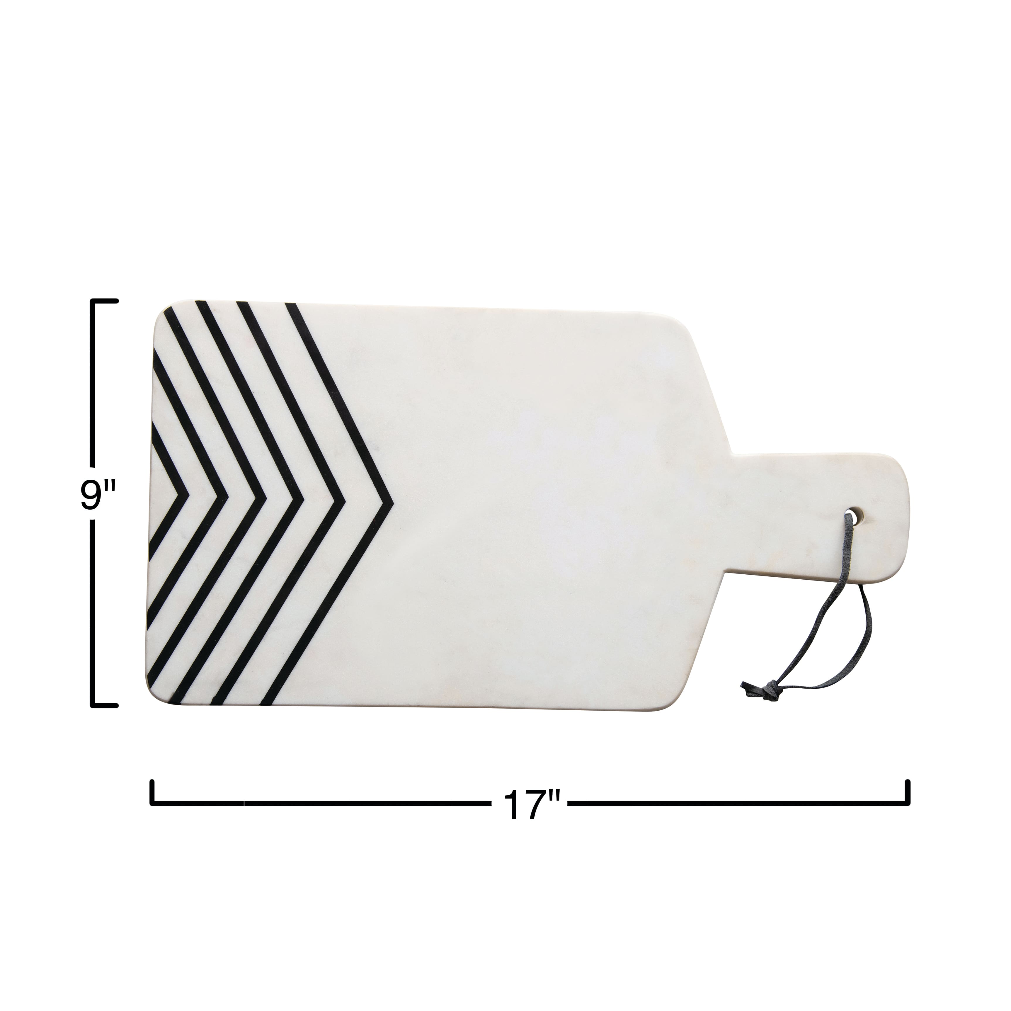 17&#x22; White and Black Chevron Marble Cheese/Cutting Board