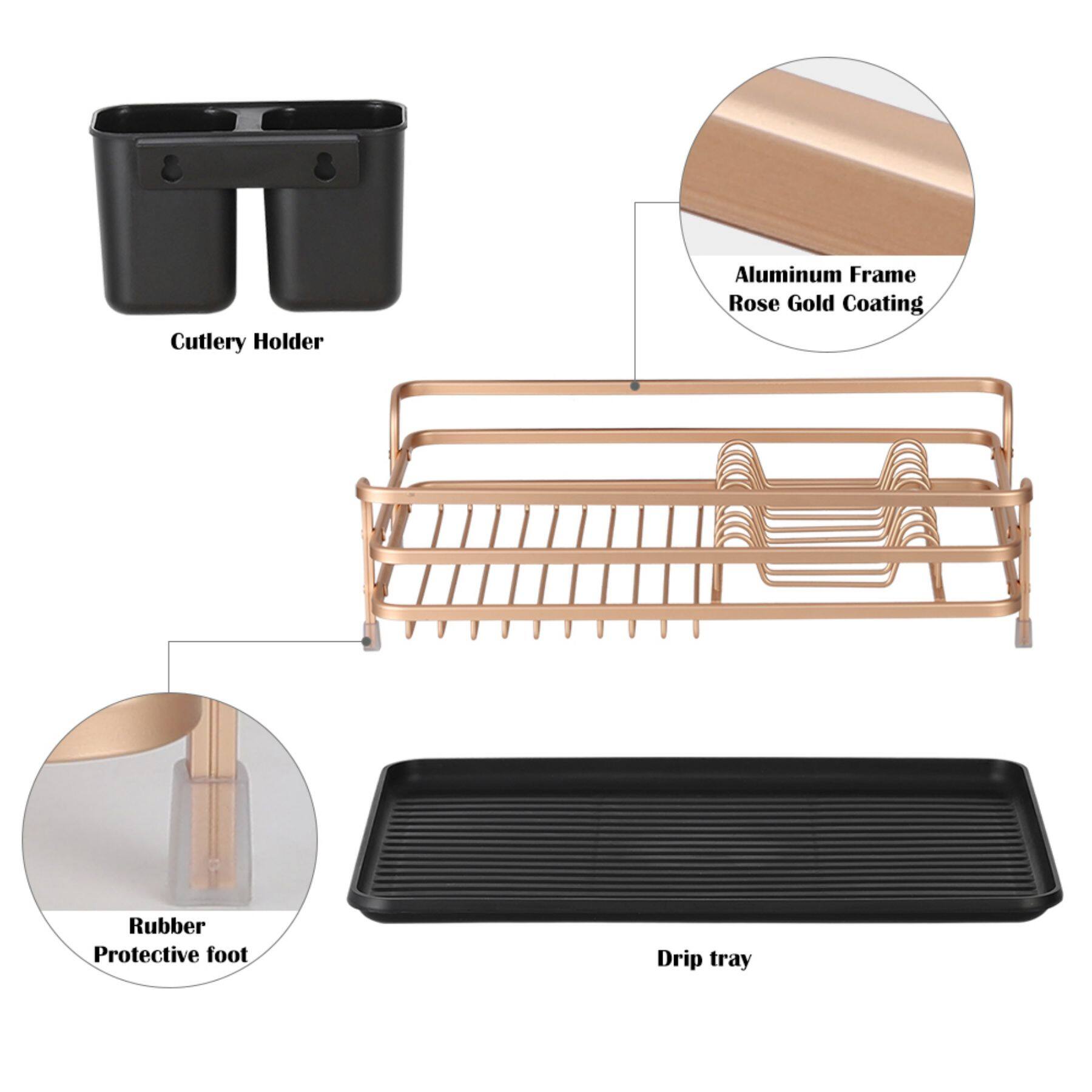 NEX&#x2122; Rose Gold Aluminum Compact Dish Drying Rack