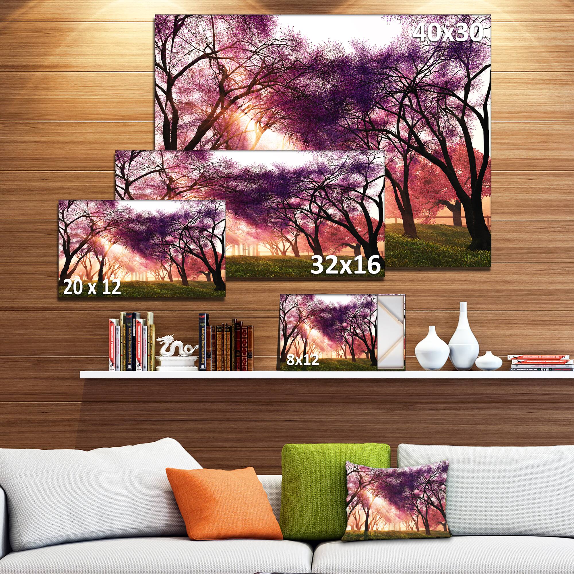 Designart - Cherry Blossoms Japan Garden - Landscape Canvas Art Print