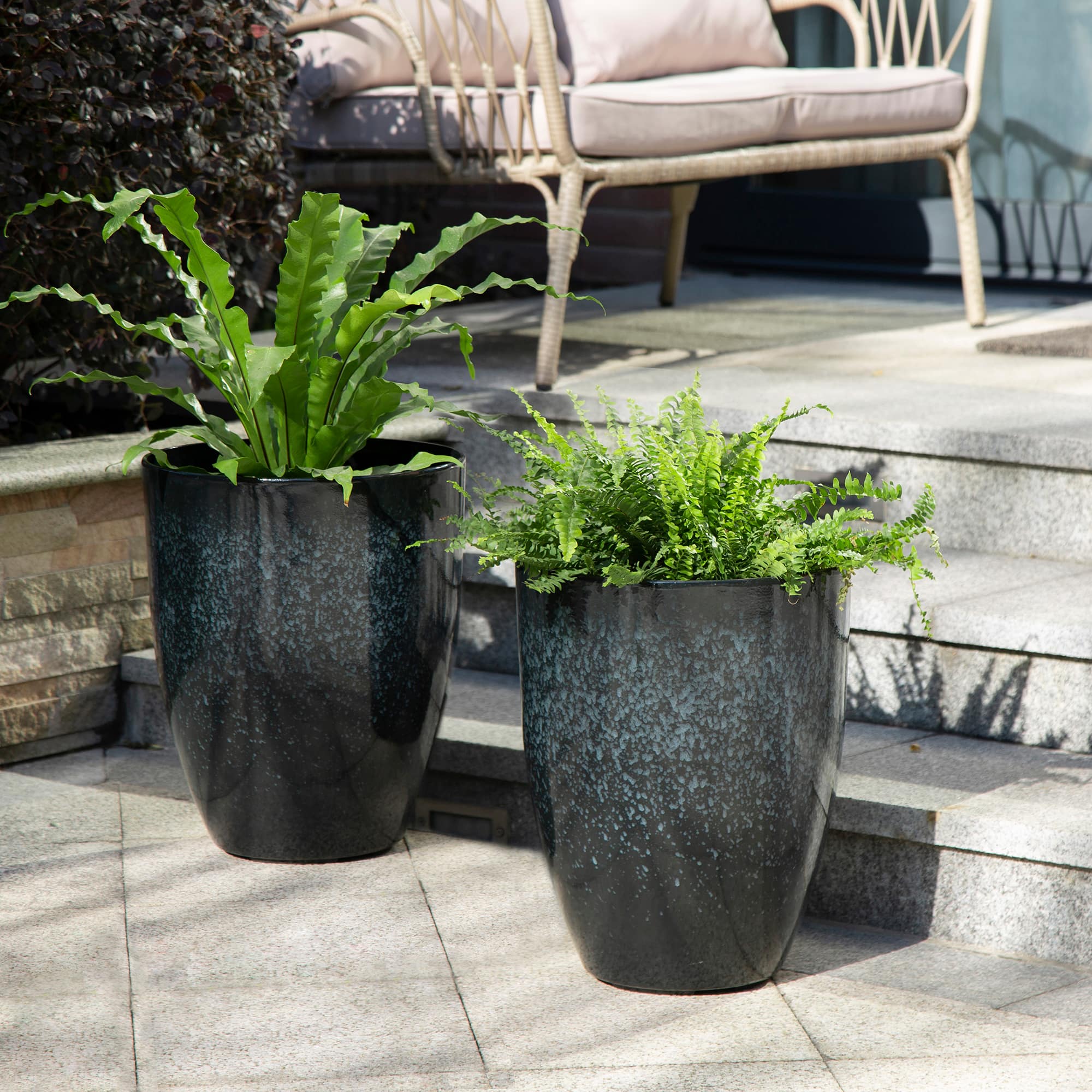 Glitzhome® 17" Eco-Friendly Oversized Faux Ceramic Tall Bowl Planters, 2ct.