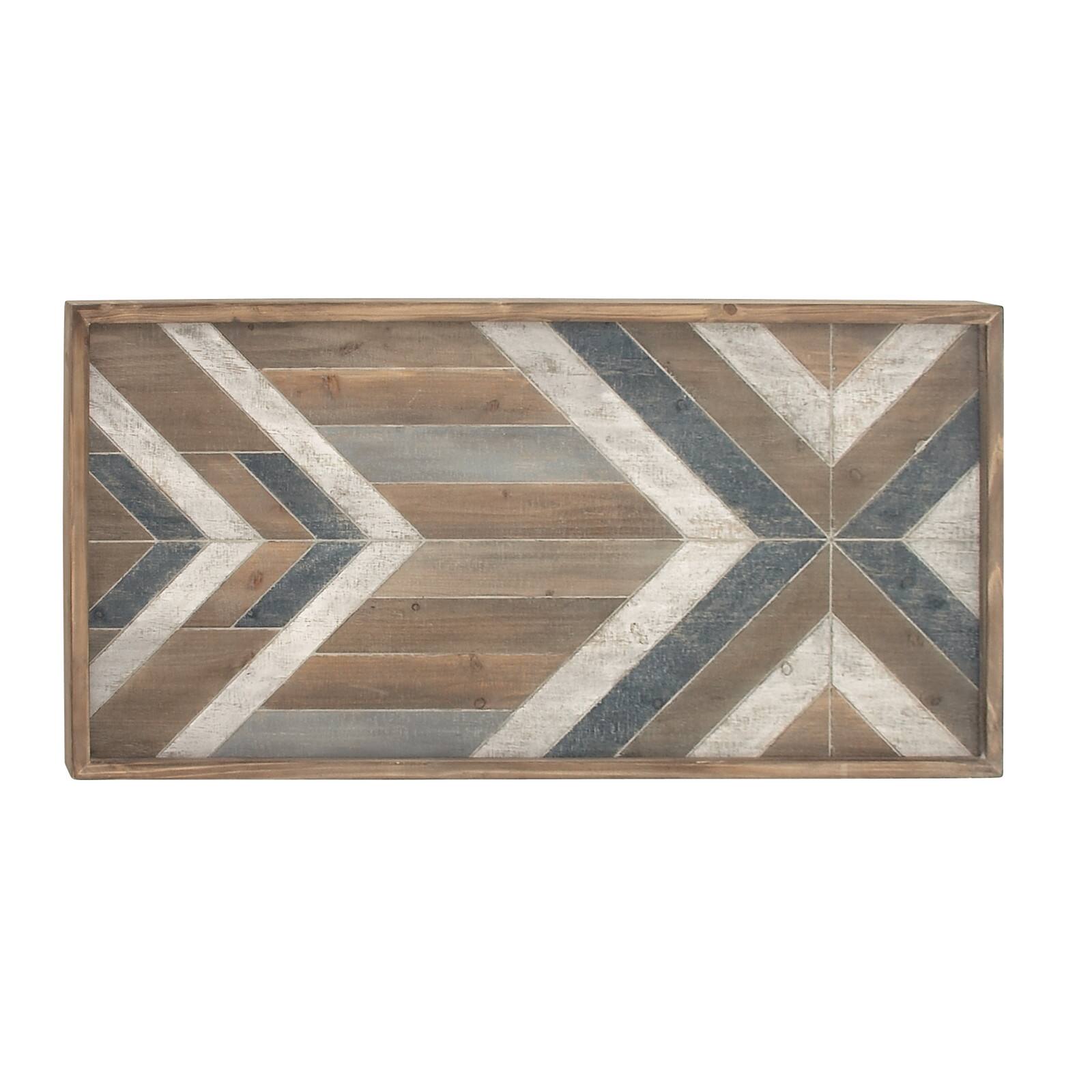 Grey Farmhouse Abstract Wood Wall Decor, 23" x 46"