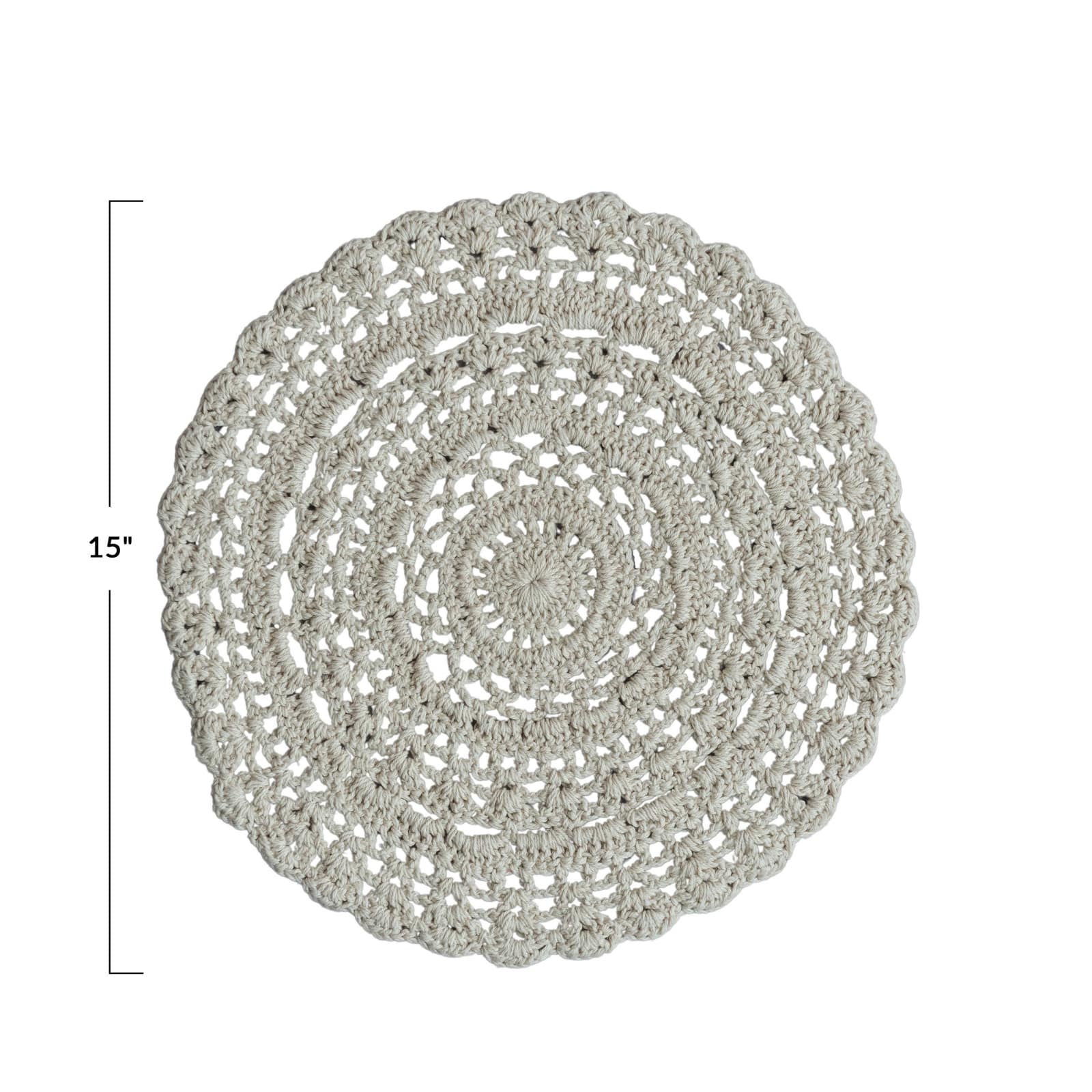 Hello Honey® Natural Cotton Blend Crocheted Round Placemat