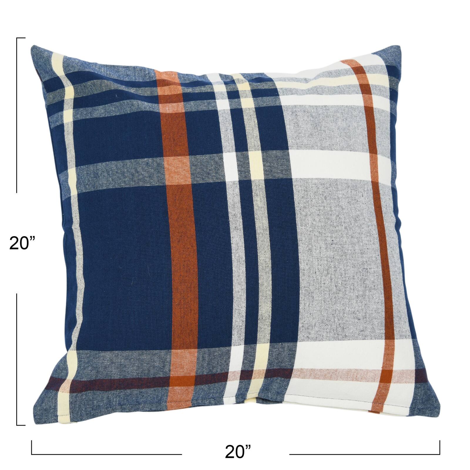 20&#x27;&#x27; Square Plaid Cotton Pillow Cover