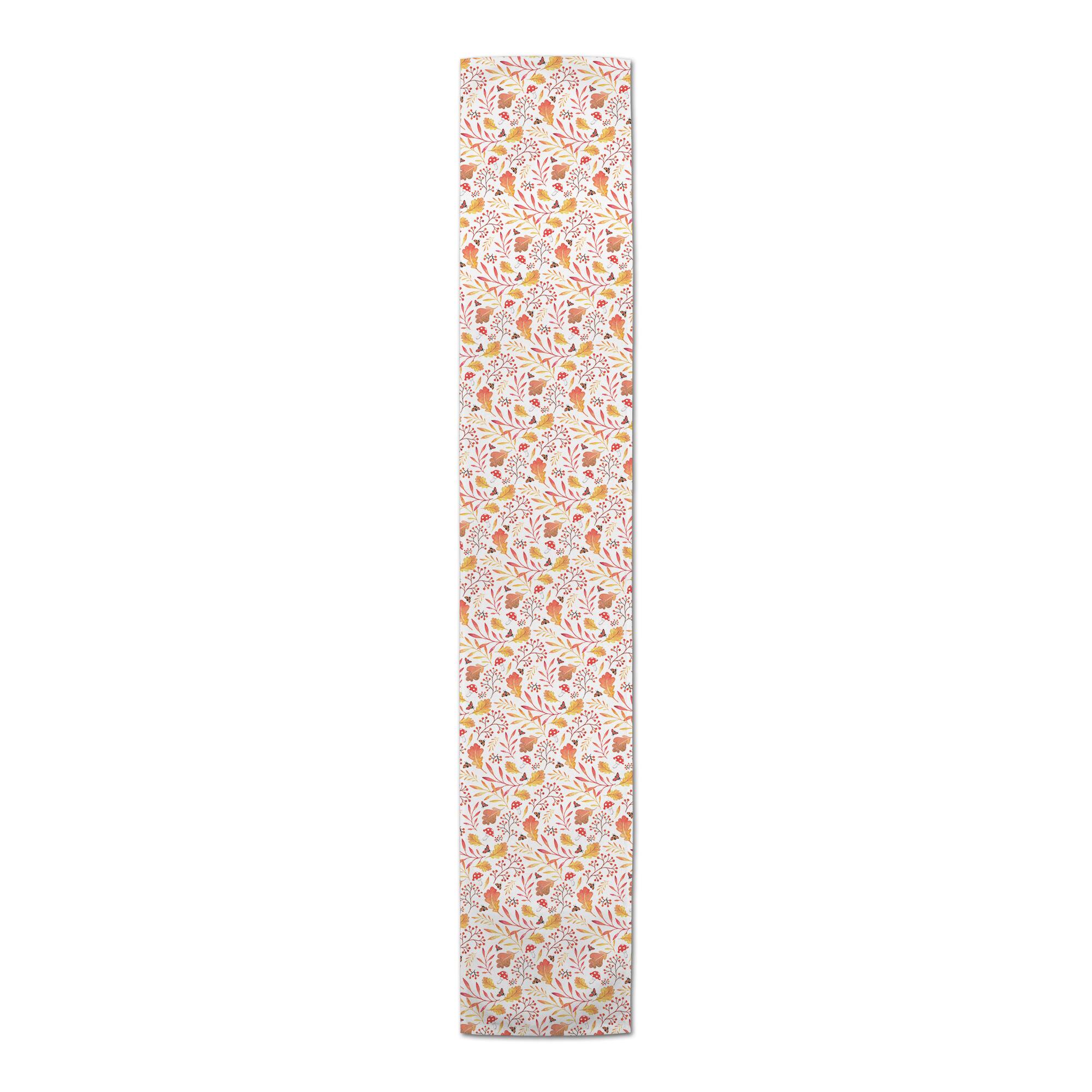 72&#x22; Watercolor Fall Leaves Poly Twill Table Runner