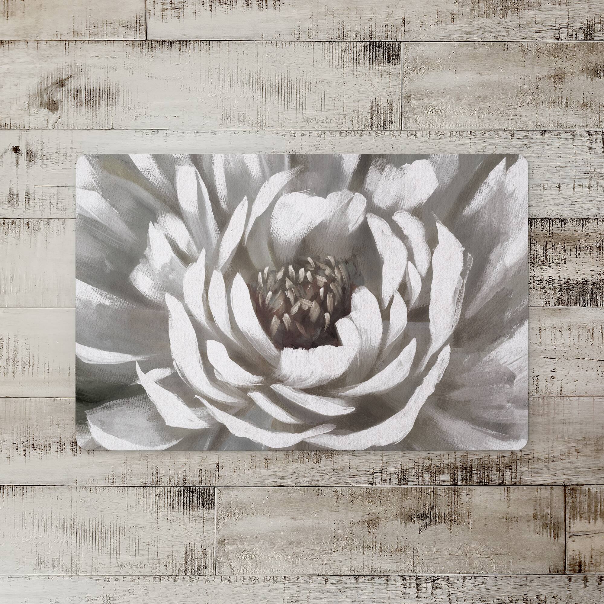 Gray Painterly Bloom Floor Mat