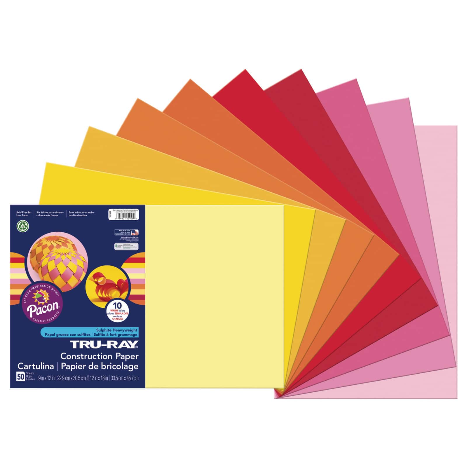 Pacon® Tru-Ray 12" x 18" Warm Colors Construction Paper, 20 Sheets
