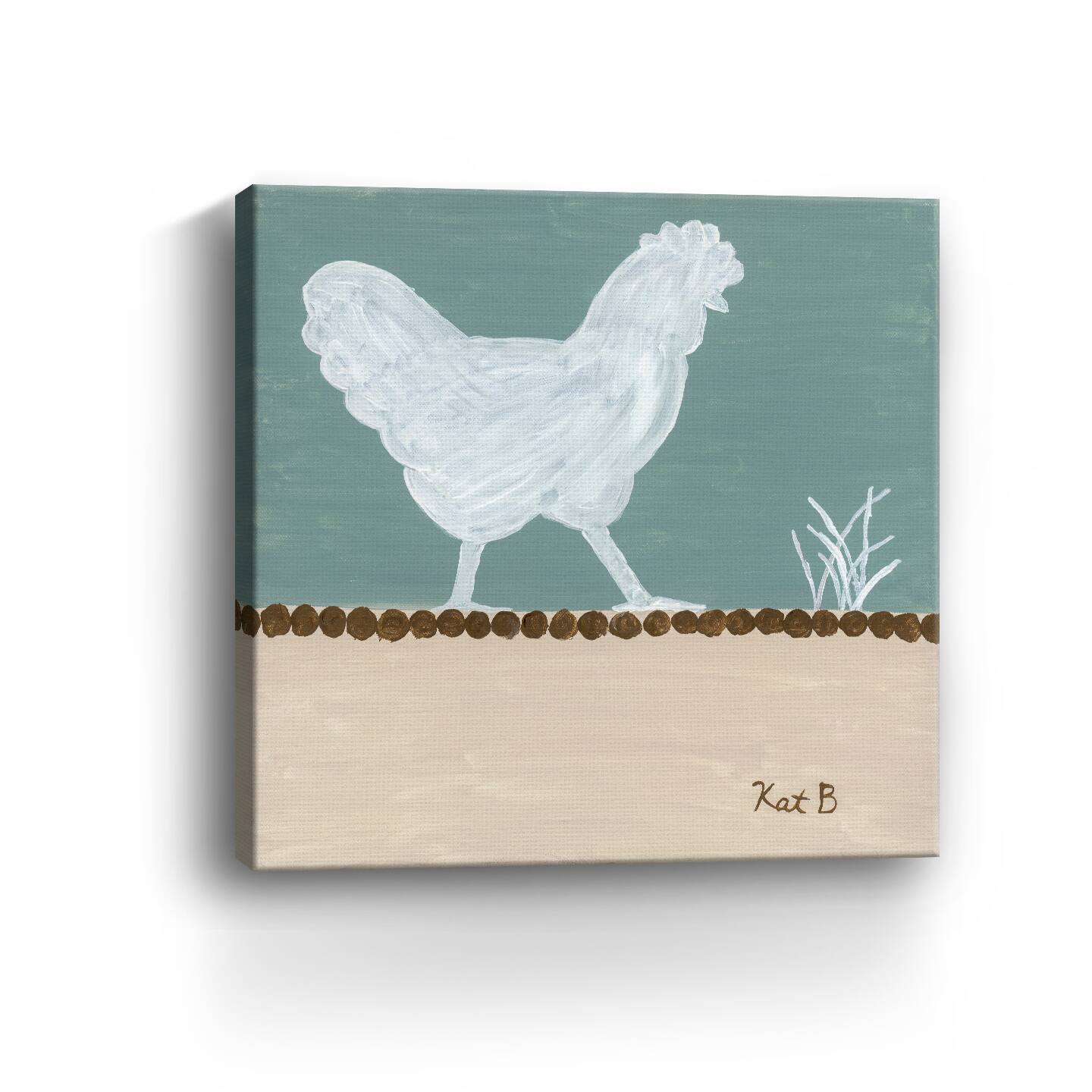 Out To Pasture IV White Chicken Canvas Giclee