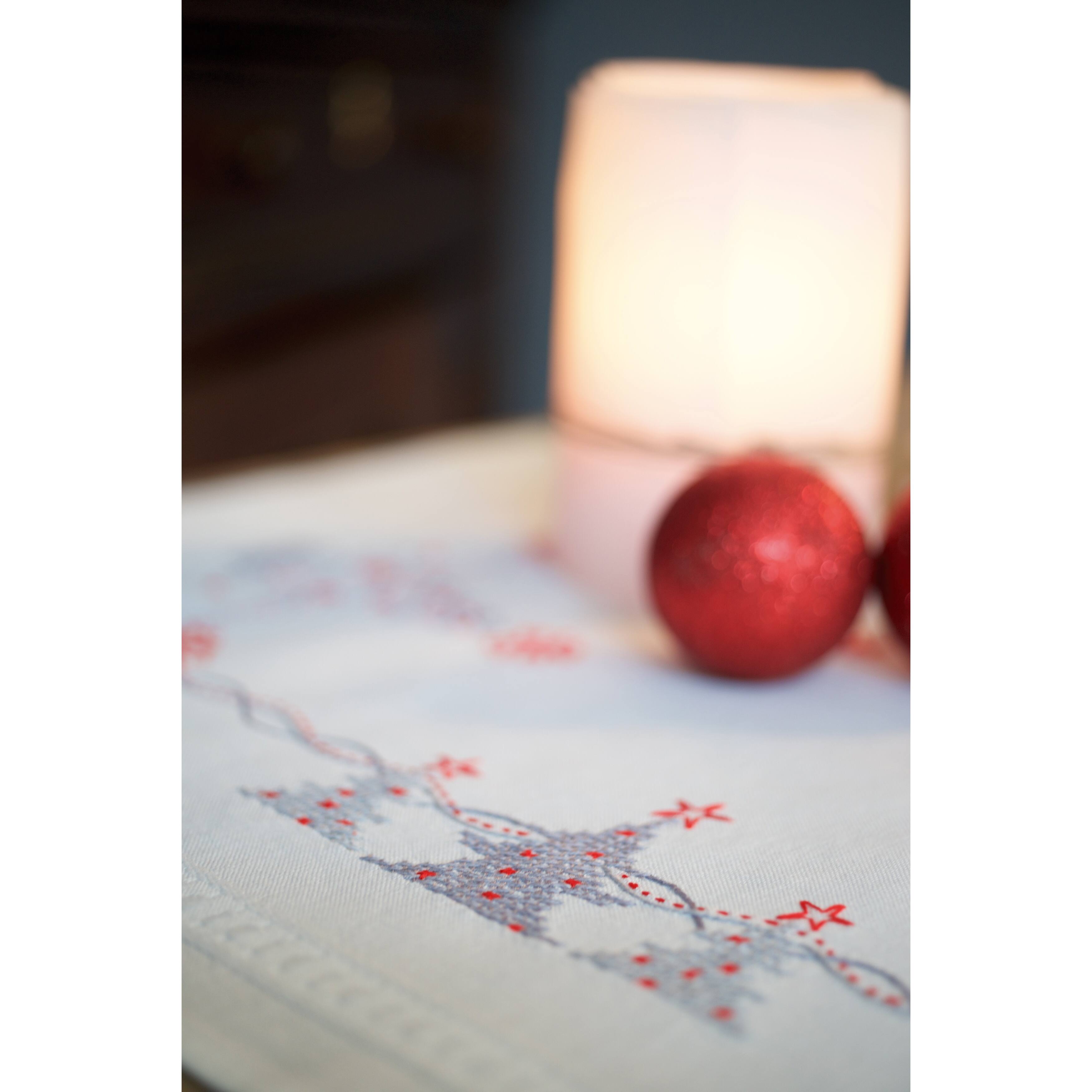 Vervaco Christmas Trees Stamped Table Runner Cross Stitch Kit