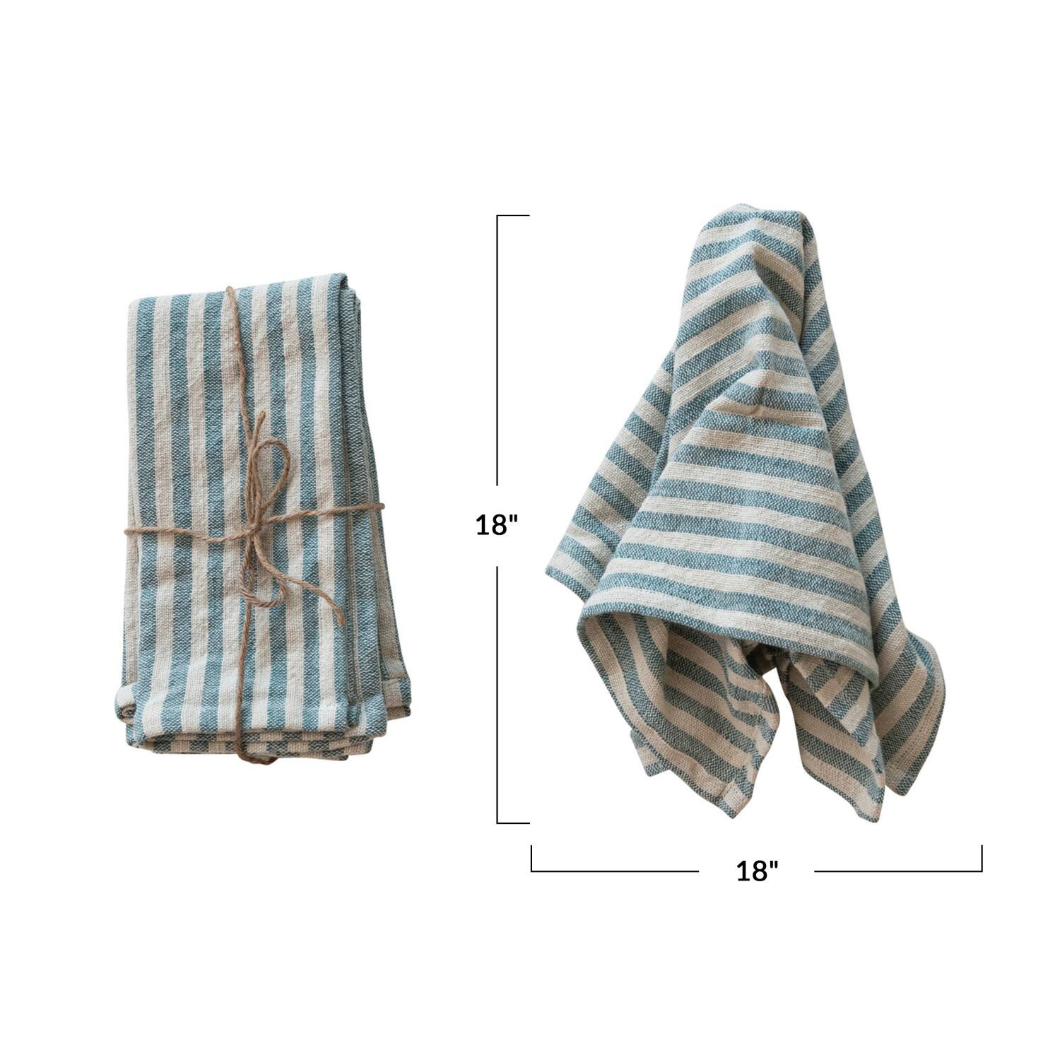 Blue &#x26; Natural Striped Cotton Napkins, 4ct.