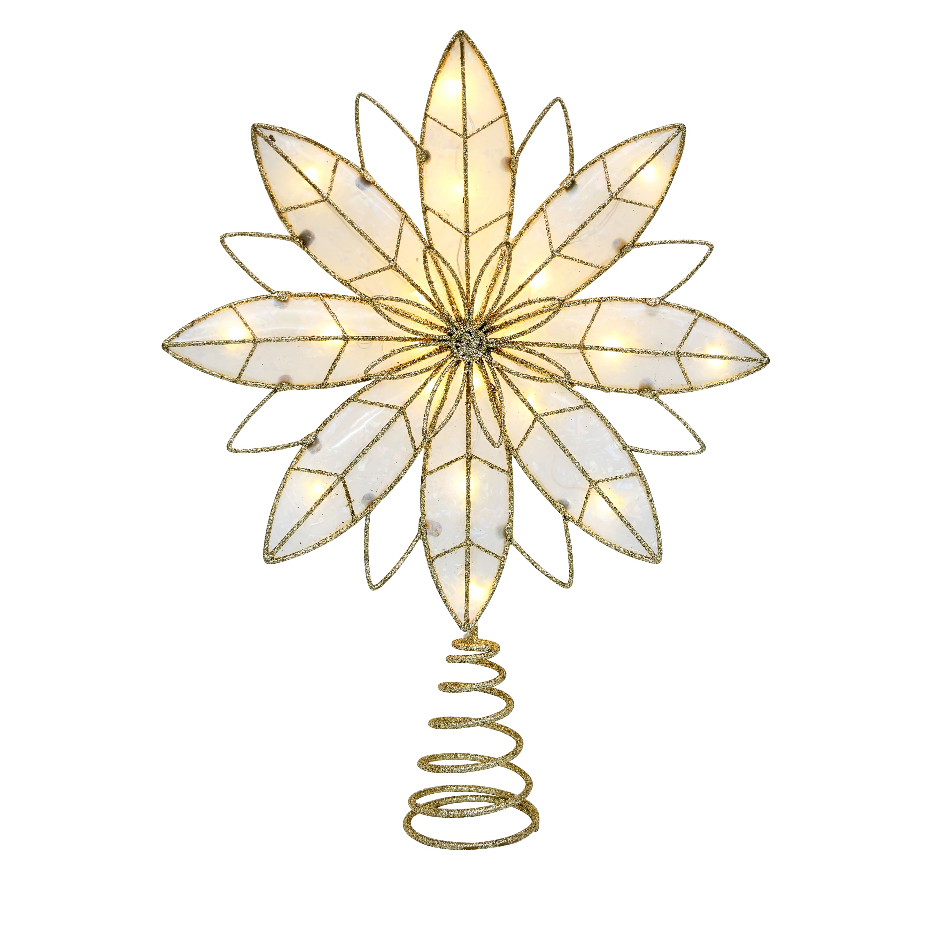 10&#x22; Iridescent &#x26; Glitter Gold Snowflake Lighted Tree Topper by Ashland&#xAE;