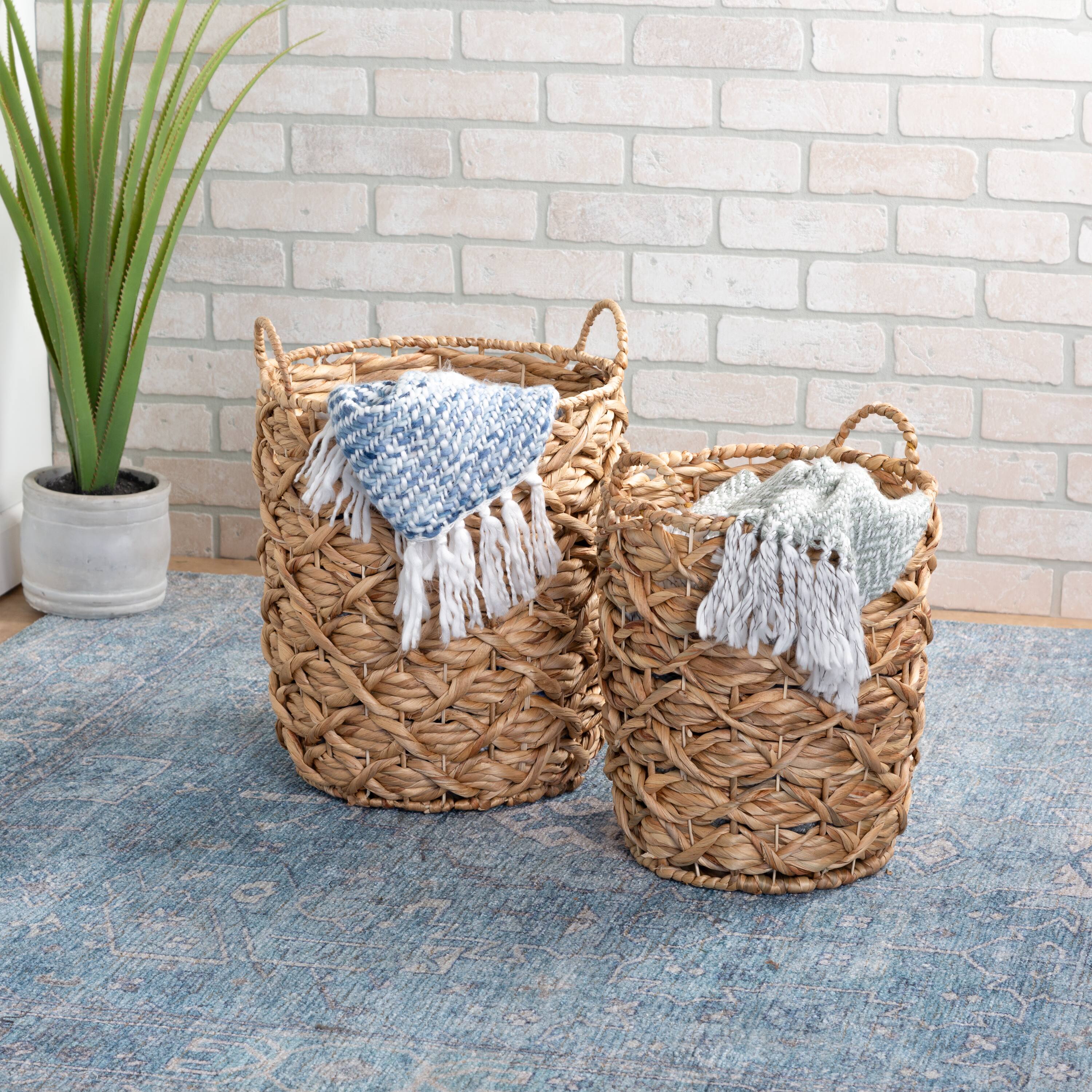 Honey Can Do Natural Round Decorative Wicker Basket Set