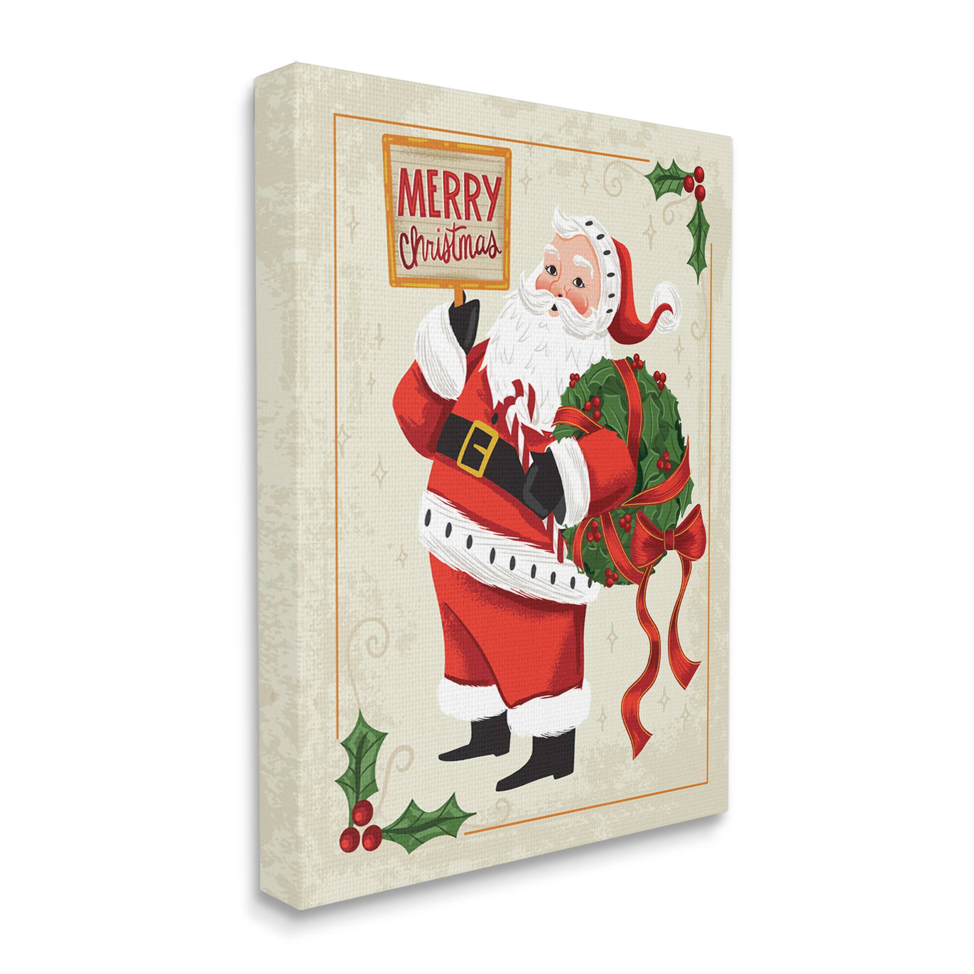 Stupell Industries Merry Christmas Vintage Santa Canvas Wall Art
