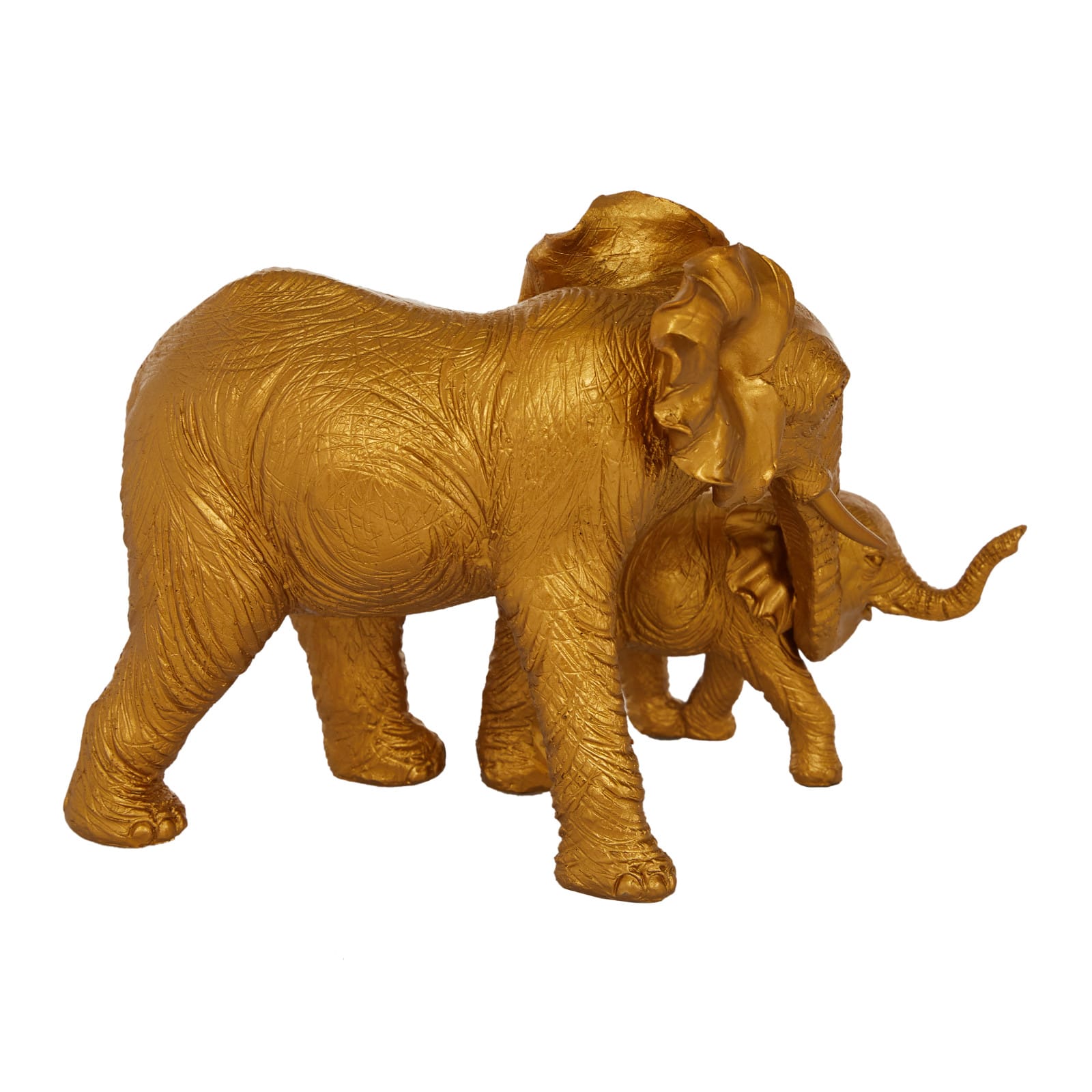 10" Gold Eclectic Elephant Sculpture