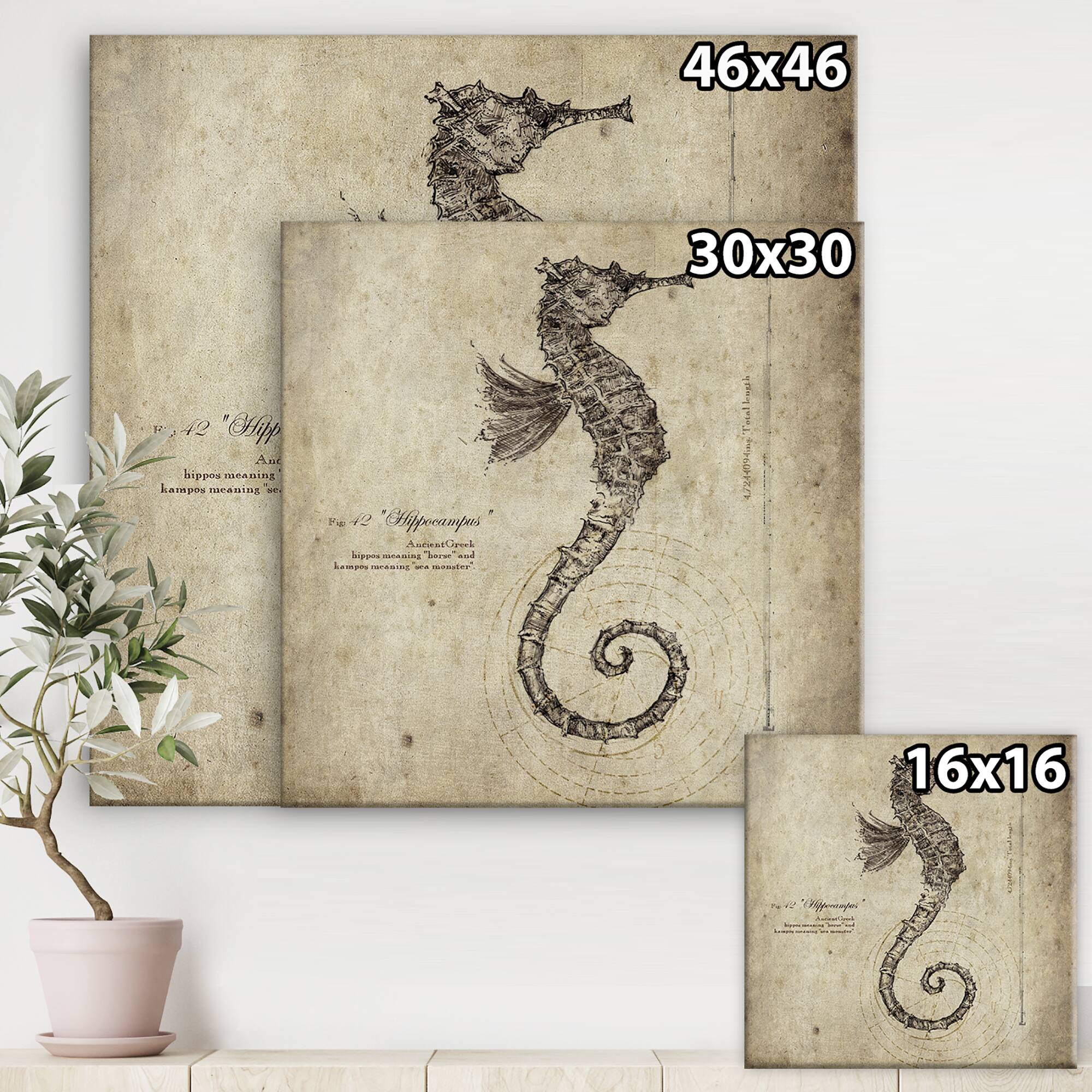 Designart - Seahorse Old Style Sketch