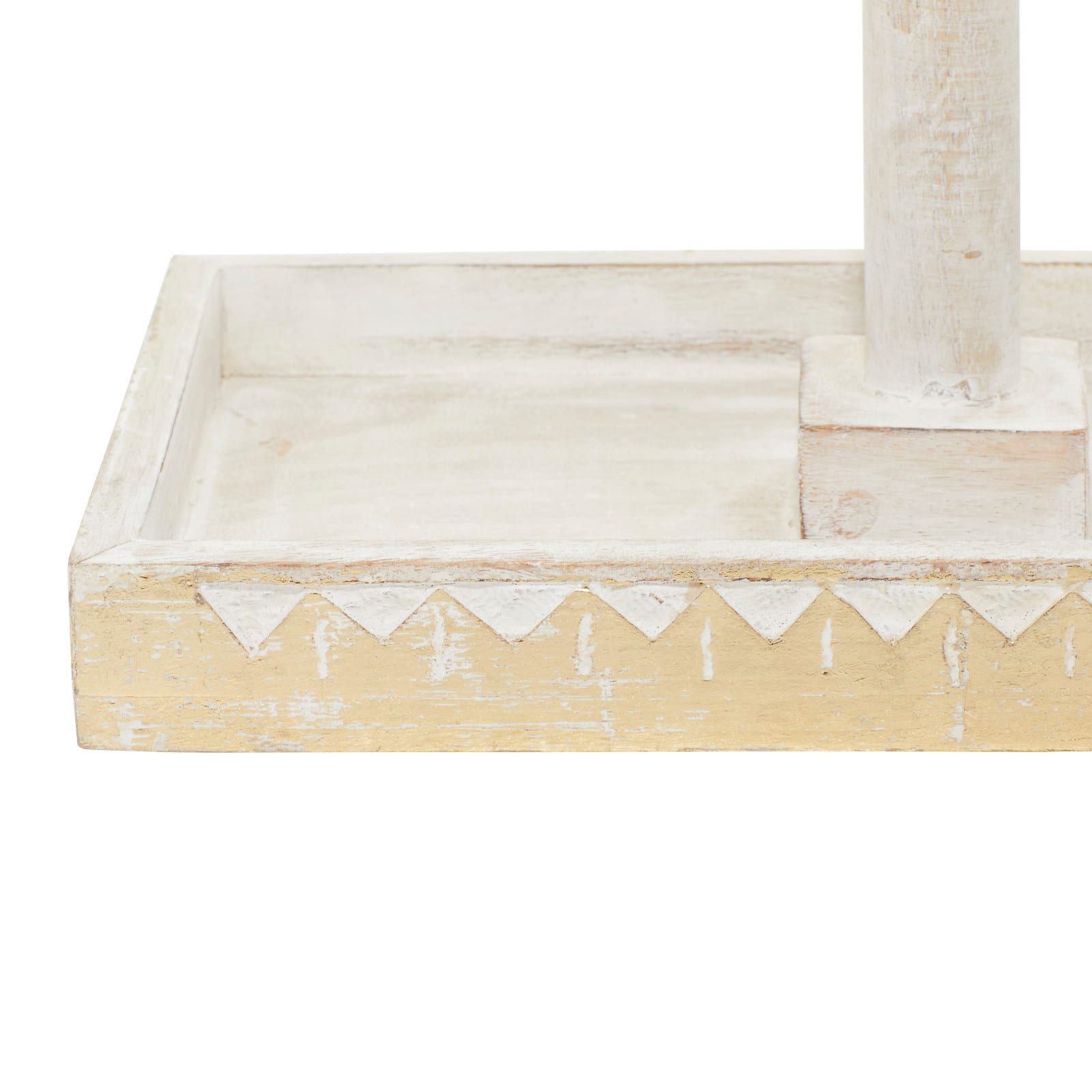 Natural Themed Gold and White Wood Jewelry Stand, 10" x 12" x 7"