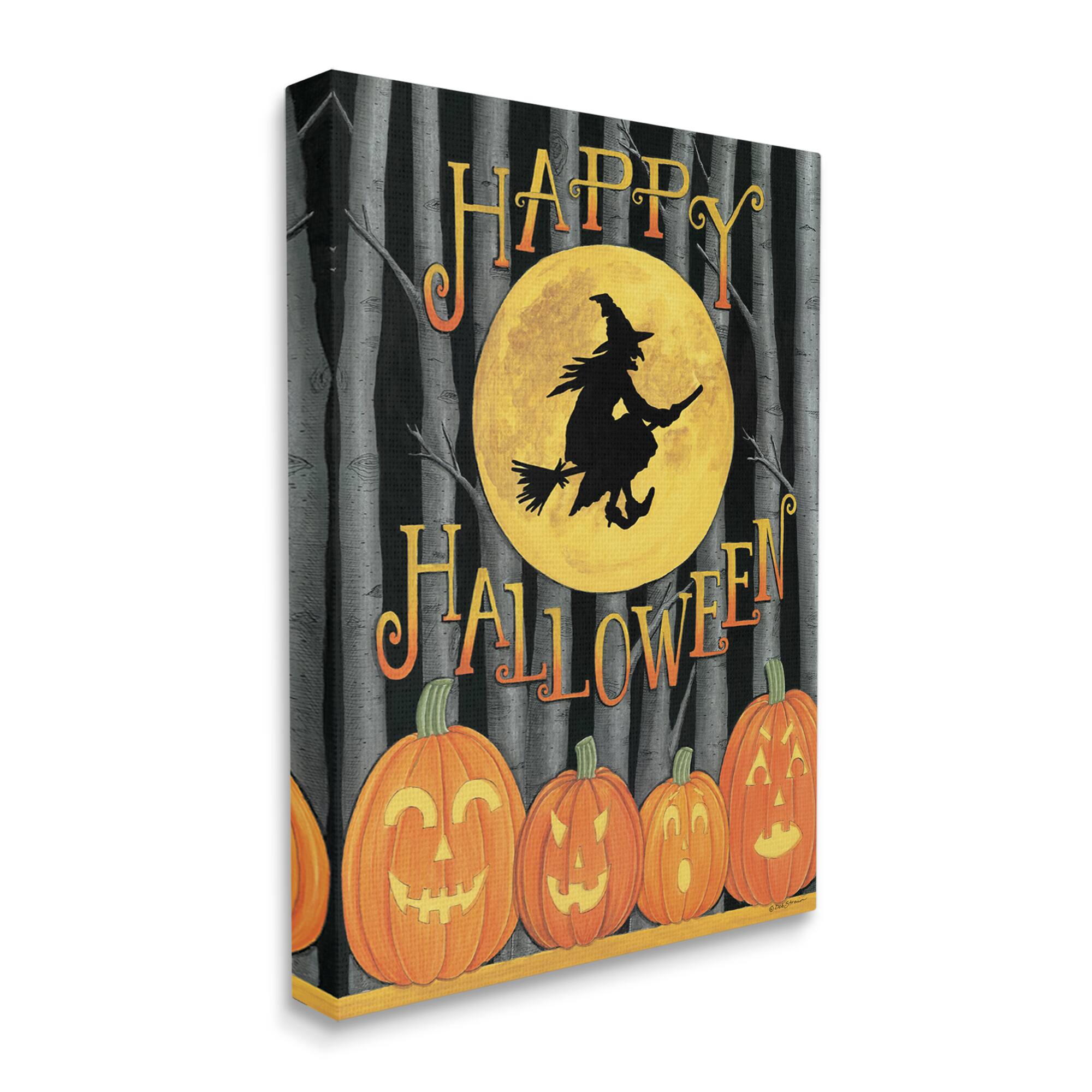 Stupell Industries Happy Halloween Forest Witch Canvas Wall Art