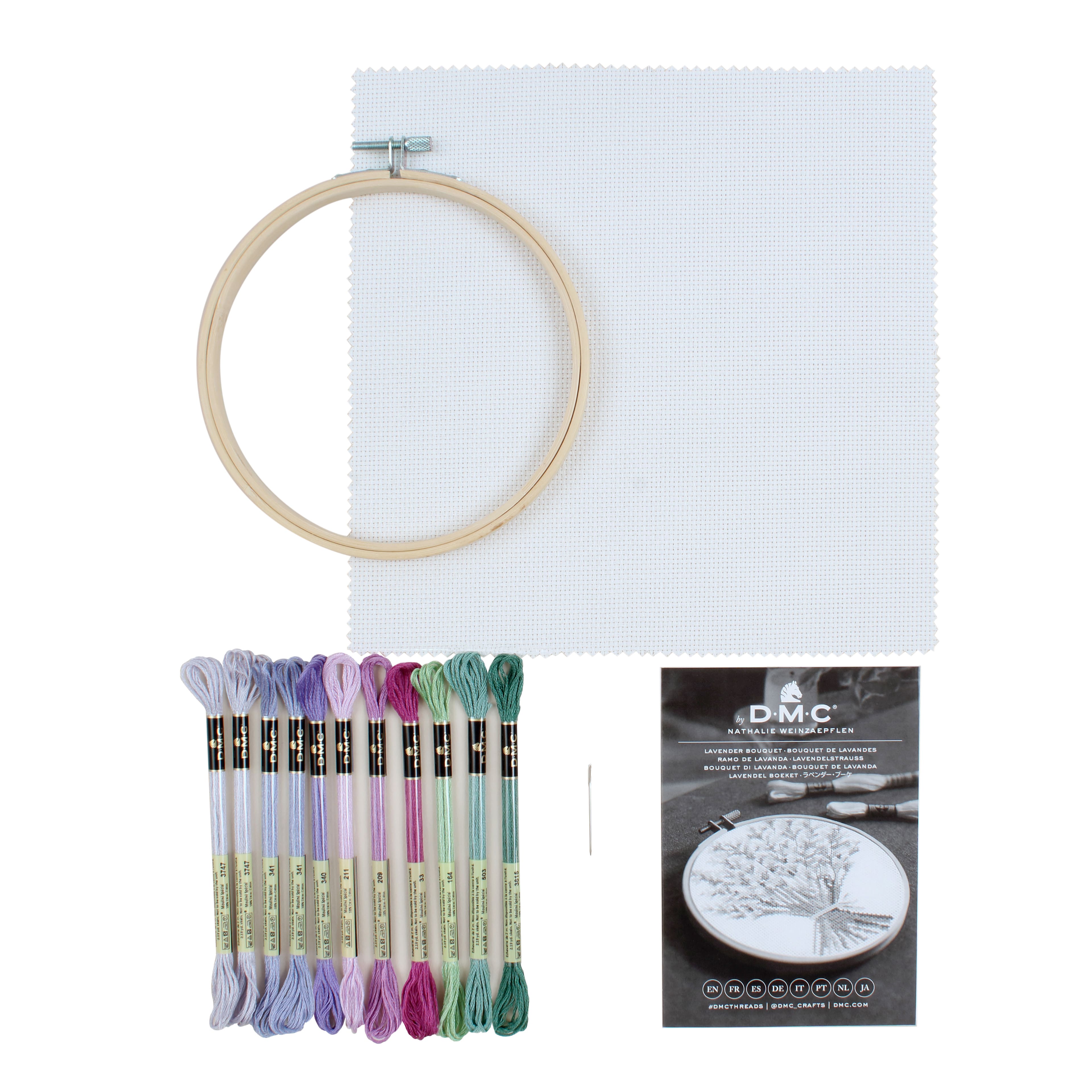 DMC® Lavender Bouquet Intermediate Counted Cross Stitch Kit with Hoop