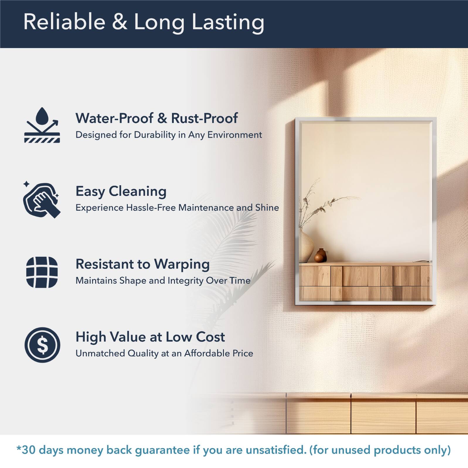 Head West Chrome Stainless Steel Beveled Wall Mirror