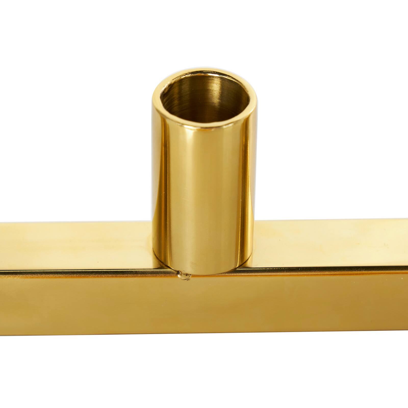 22" Gold Stainless Steel 7 Taper Candle Candelabra with Rectangular Frame